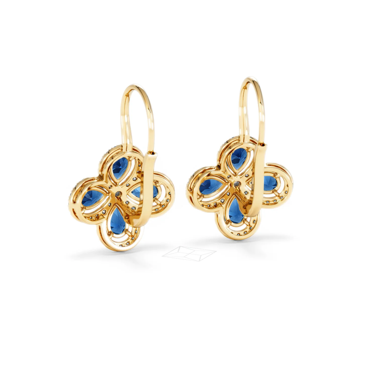Bloom 4.75ct Lab Sapphire and Lab Diamond Earrings in 18K Yellow Gold - Image 53