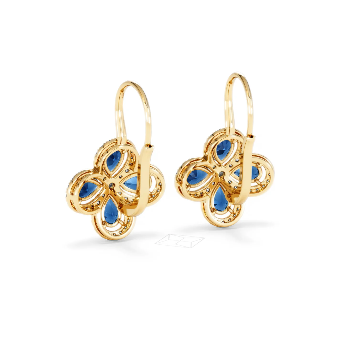 Bloom 4.75ct Lab Sapphire and Lab Diamond Earrings in 18K Yellow Gold - Image 54