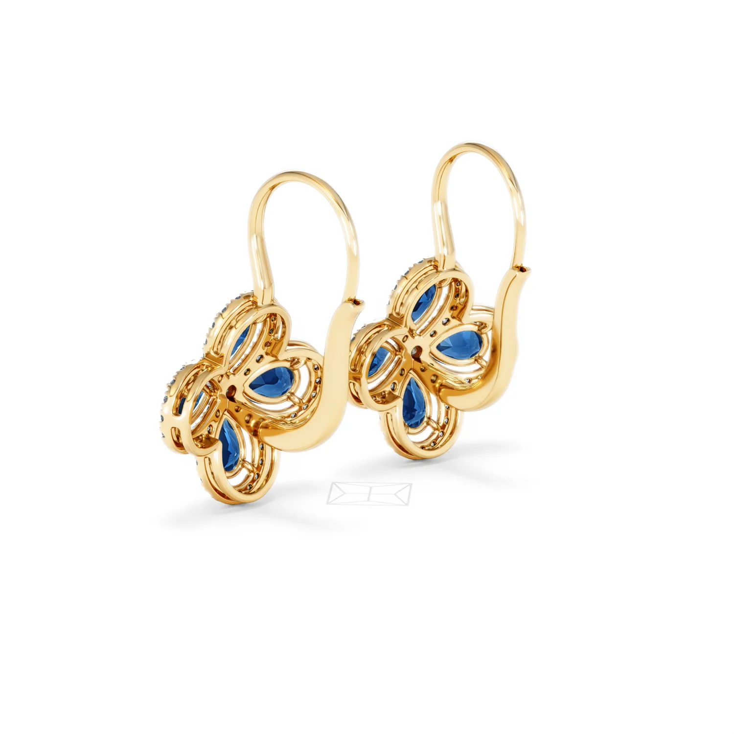 Bloom 4.75ct Lab Sapphire and Lab Diamond Earrings in 18K Yellow Gold - Image 58