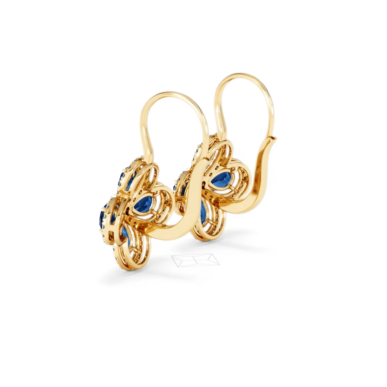 Bloom 4.75ct Lab Sapphire and Lab Diamond Earrings in 18K Yellow Gold - Image 61