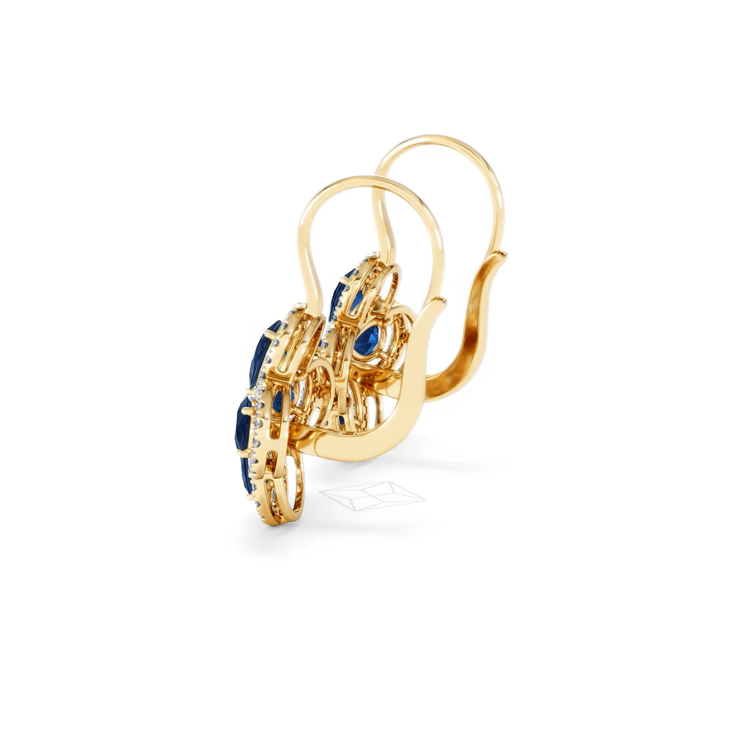 Bloom 4.75ct Lab Sapphire and Lab Diamond Earrings in 18K Yellow Gold - Image 65