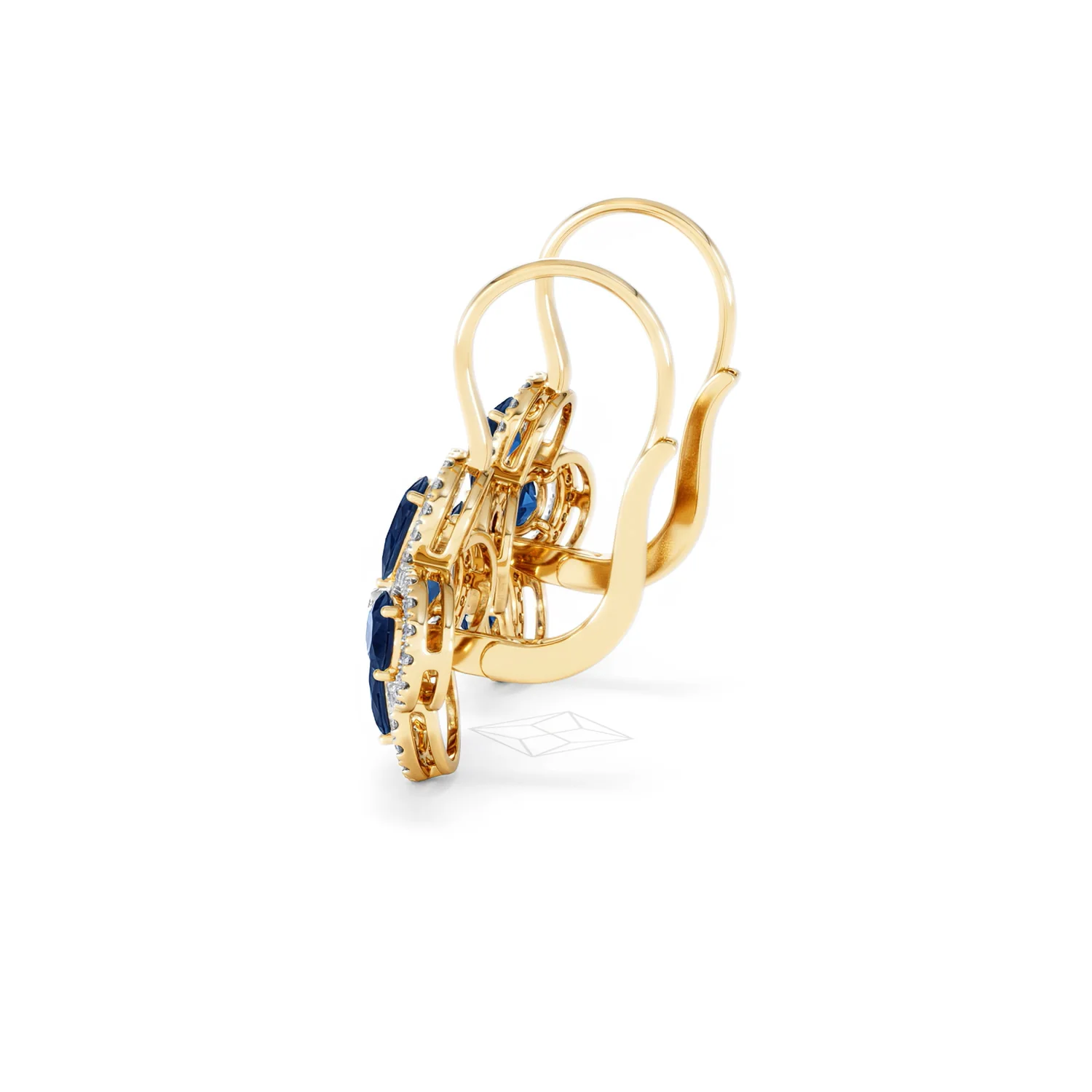Bloom 4.75ct Lab Sapphire and Lab Diamond Earrings in 18K Yellow Gold - Image 66
