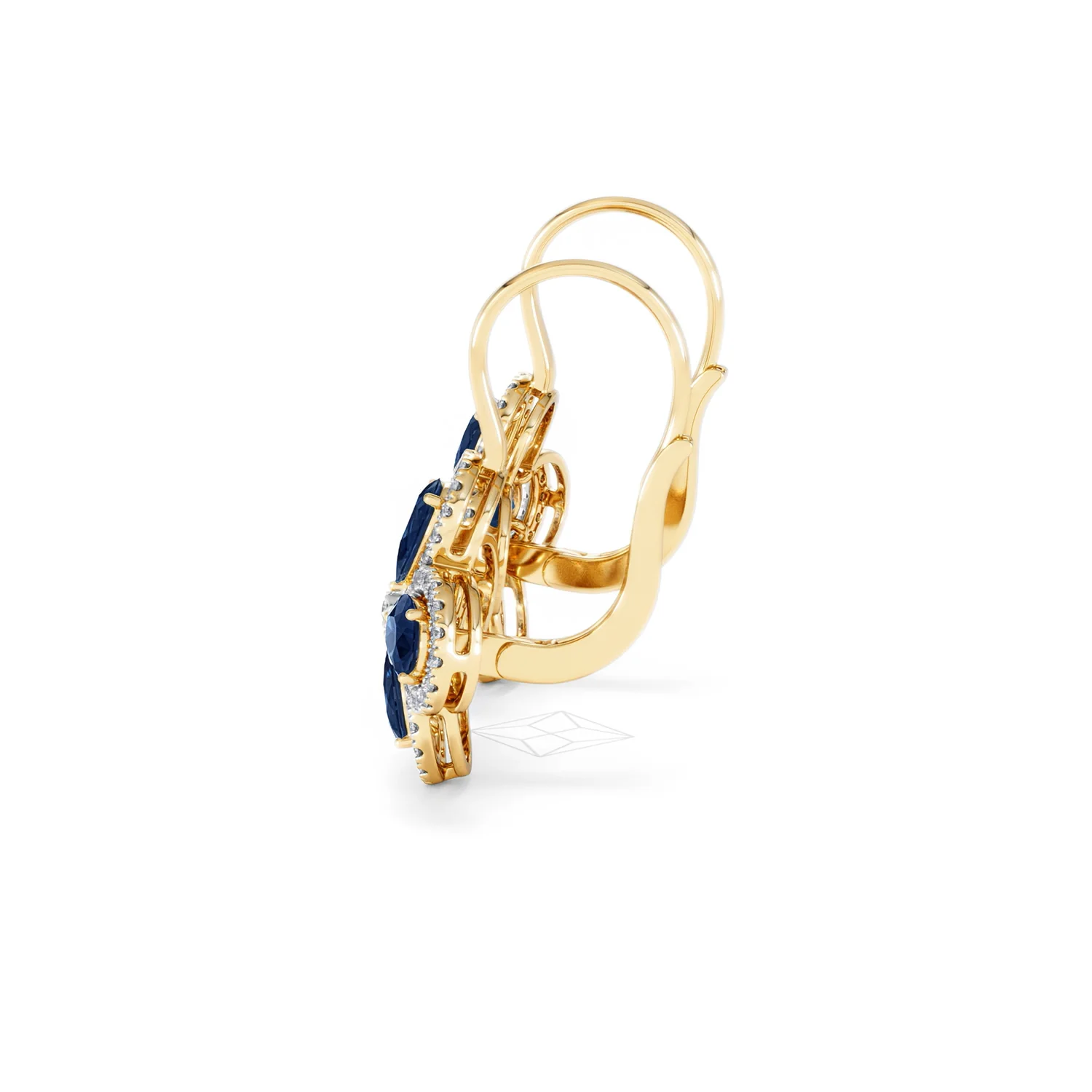 Bloom 4.75ct Lab Sapphire and Lab Diamond Earrings in 18K Yellow Gold - Image 67