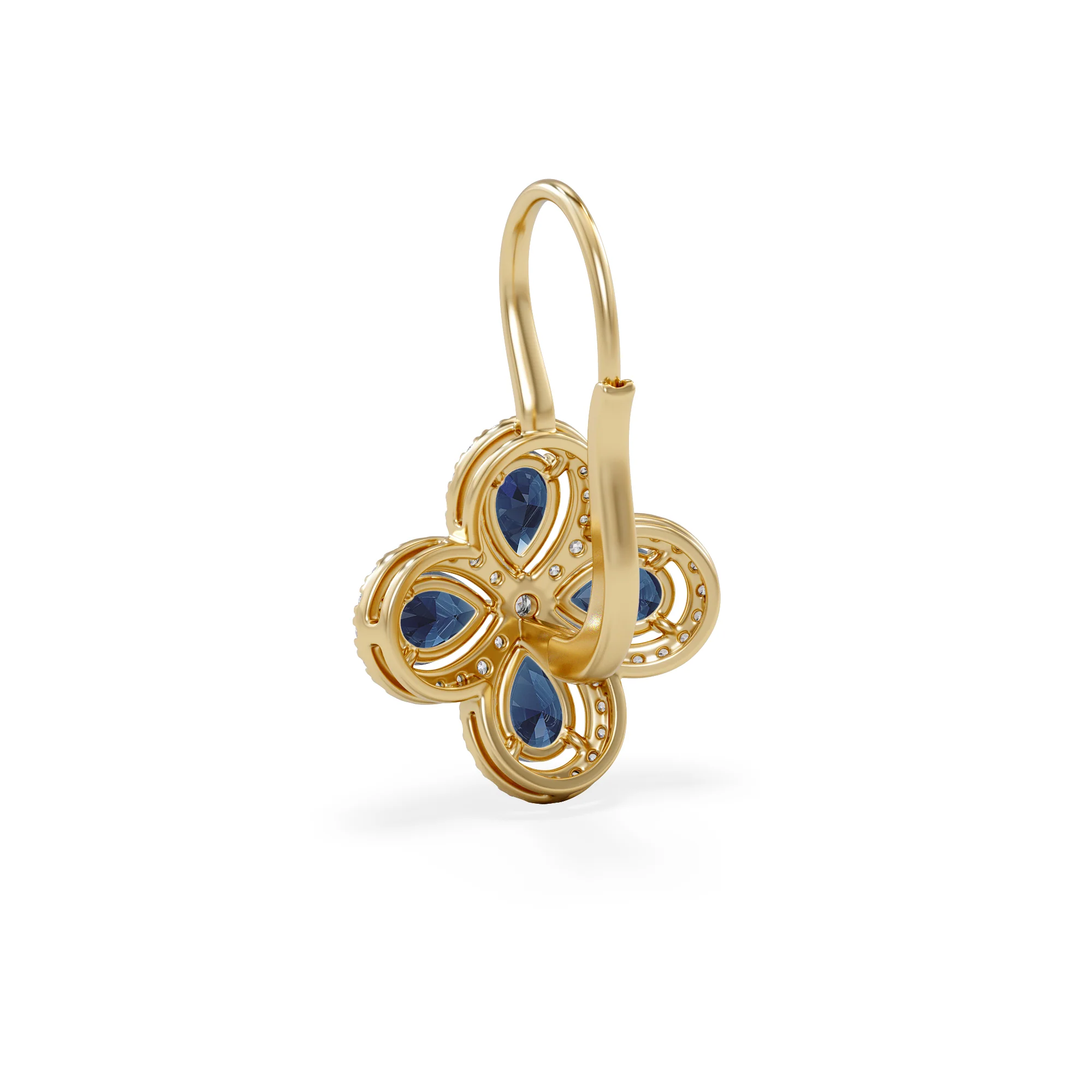 Bloom 4.75ct Lab Sapphire and Lab Diamond Earrings in 18K Yellow Gold - Image 7