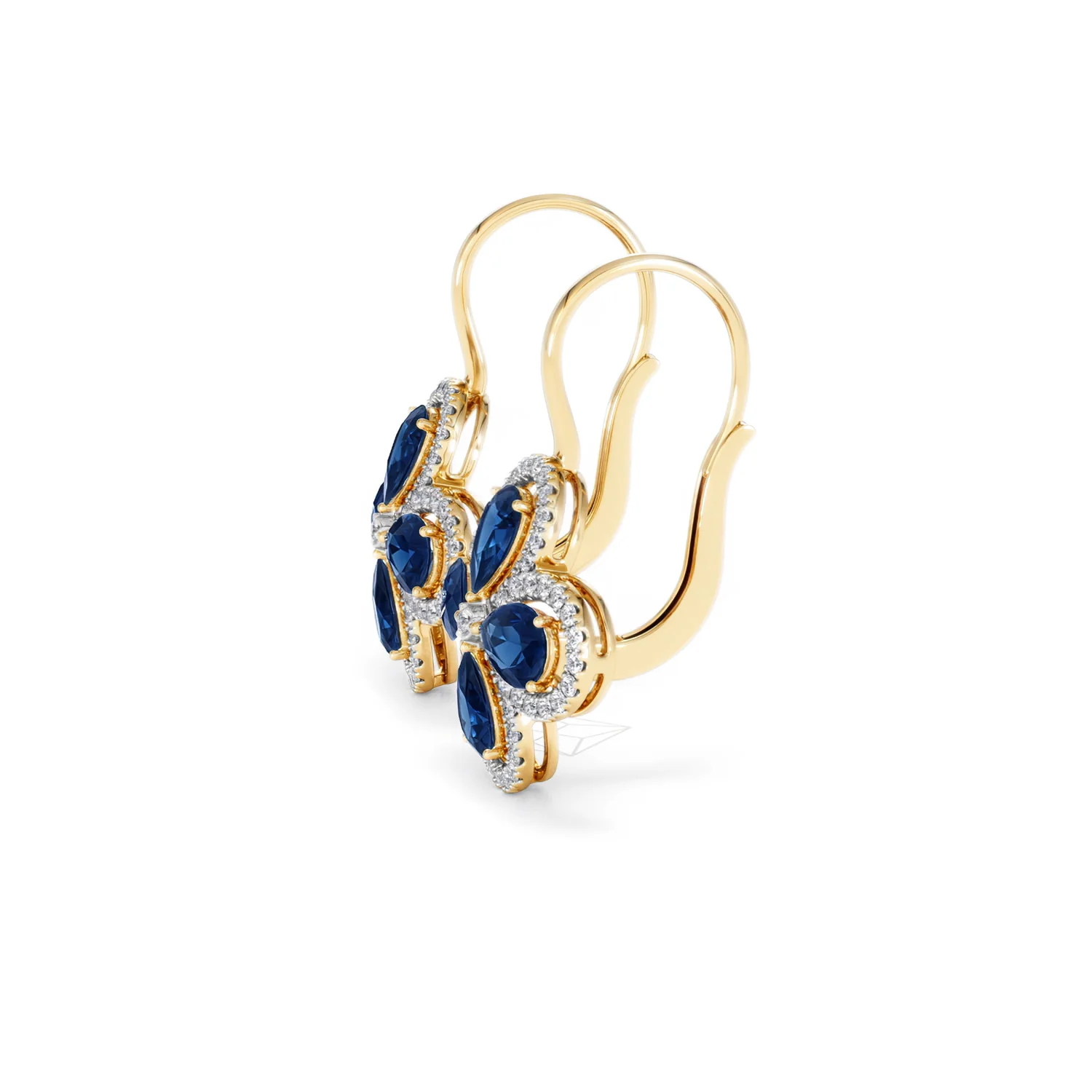 Bloom 4.75ct Lab Sapphire and Lab Diamond Earrings in 18K Yellow Gold - Image 72