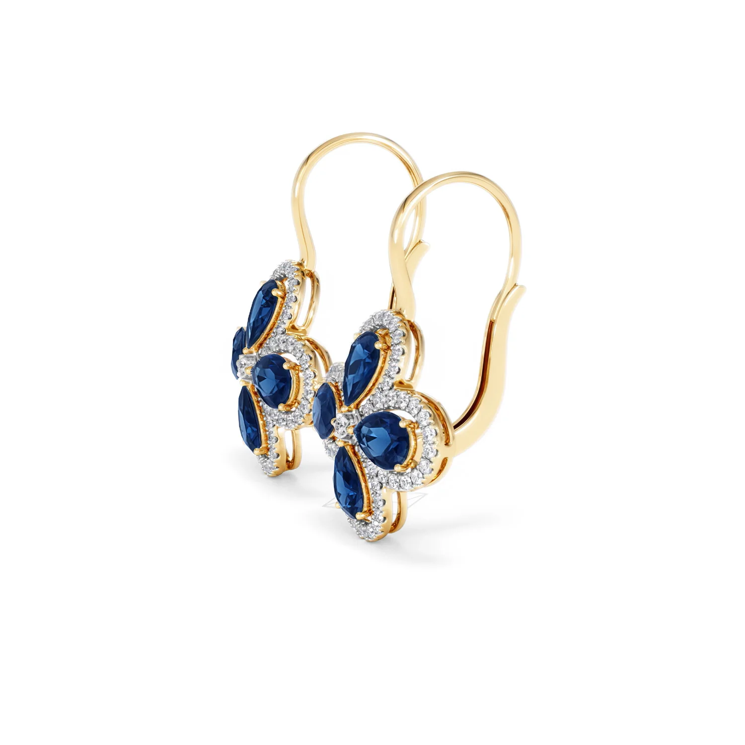 Bloom 4.75ct Lab Sapphire and Lab Diamond Earrings in 18K Yellow Gold - Image 74