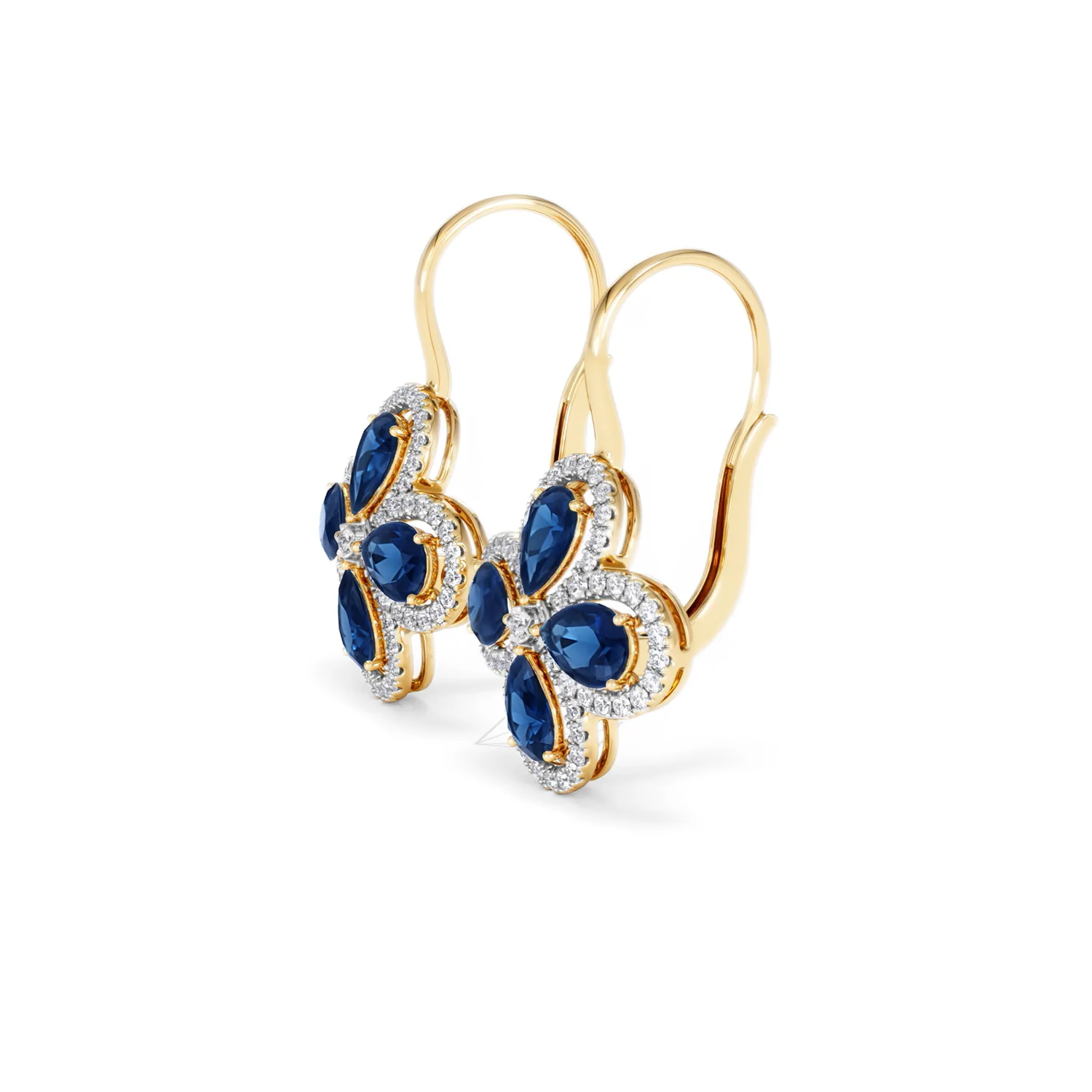 Bloom 4.75ct Lab Sapphire and Lab Diamond Earrings in 18K Yellow Gold - Image 75