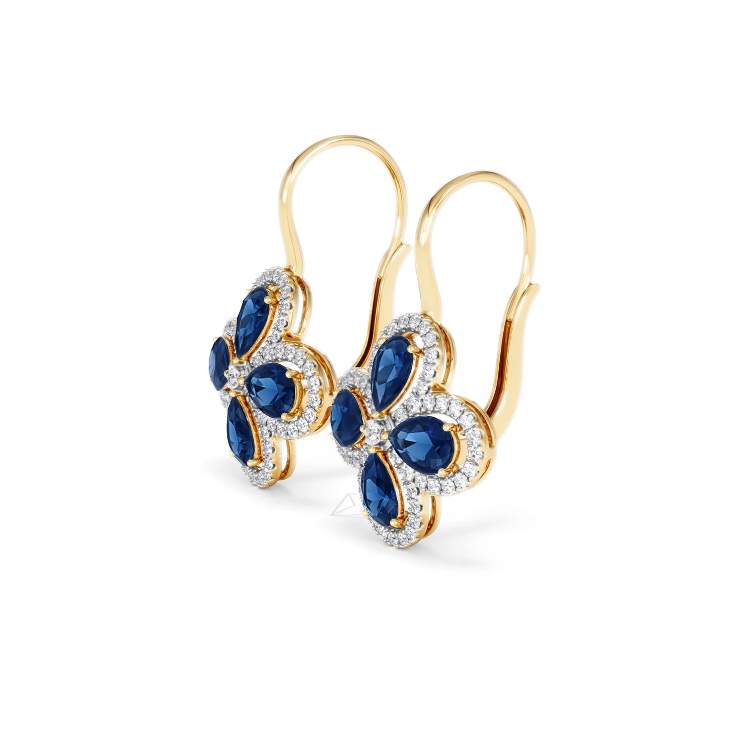 Bloom 4.75ct Lab Sapphire and Lab Diamond Earrings in 18K Yellow Gold - Image 76