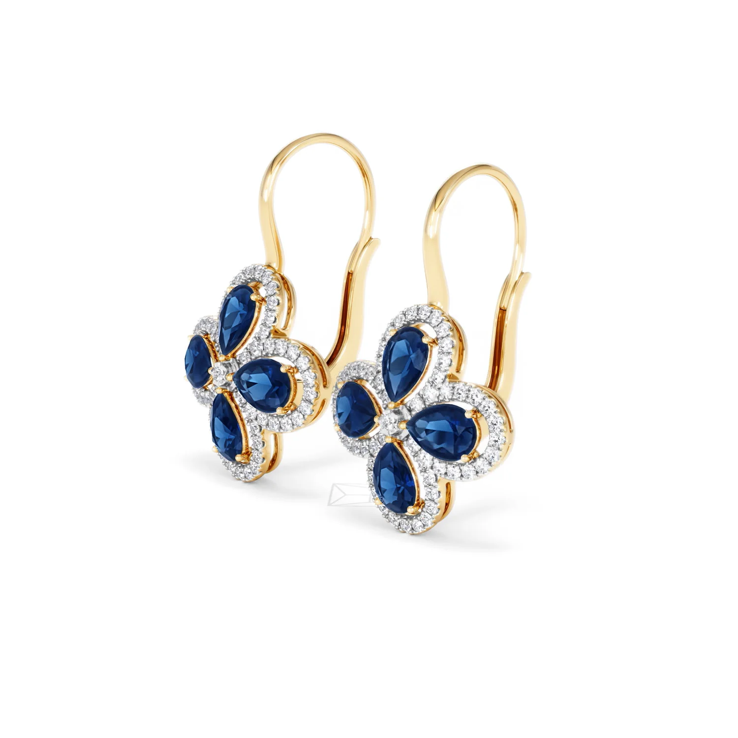 Bloom 4.75ct Lab Sapphire and Lab Diamond Earrings in 18K Yellow Gold - Image 78