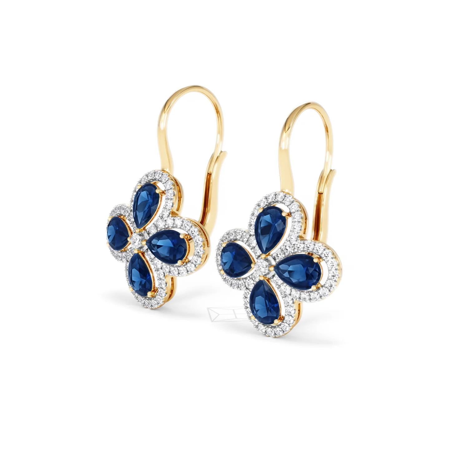 Bloom 4.75ct Lab Sapphire and Lab Diamond Earrings in 18K Yellow Gold - Image 80