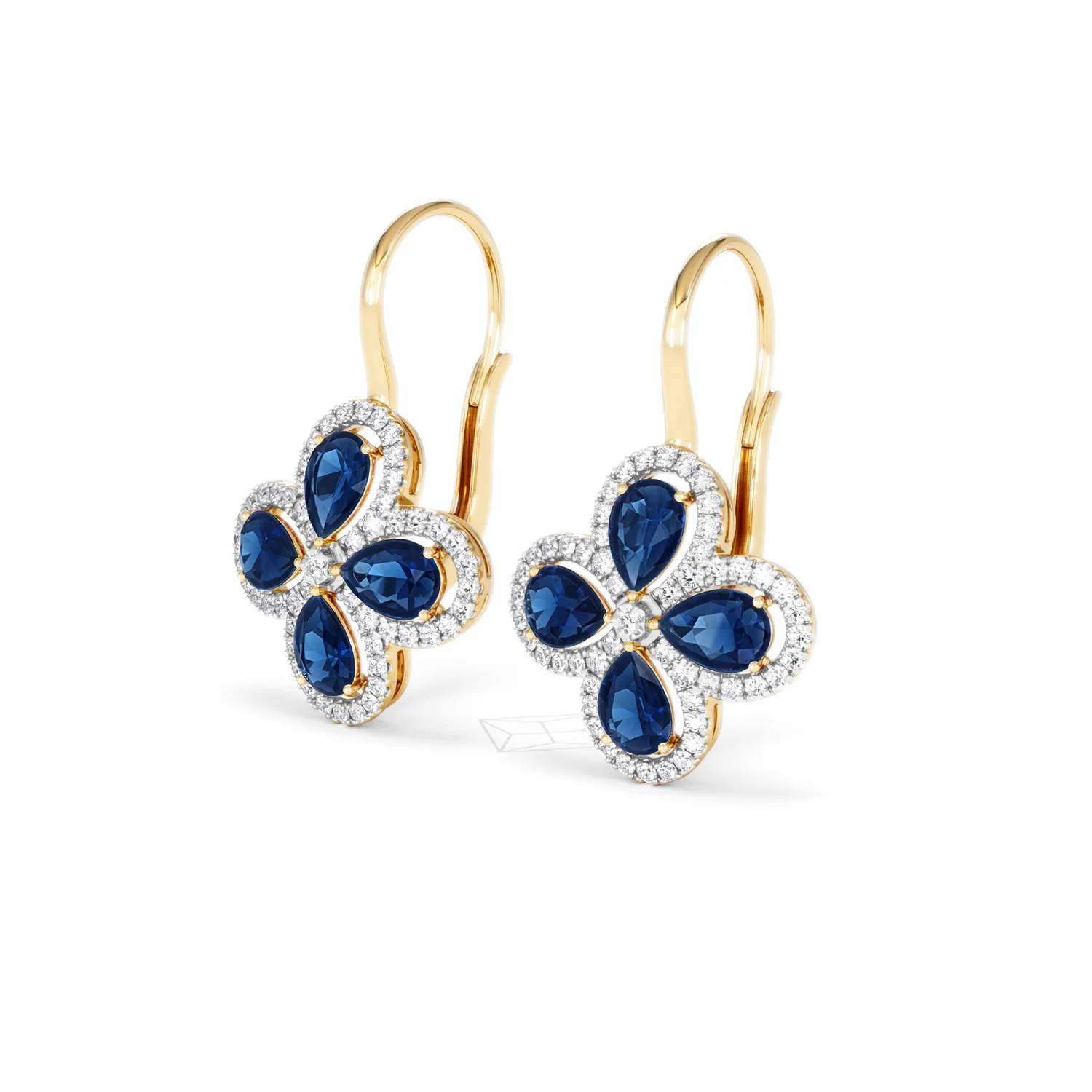 Bloom 4.75ct Lab Sapphire and Lab Diamond Earrings in 18K Yellow Gold - Image 81