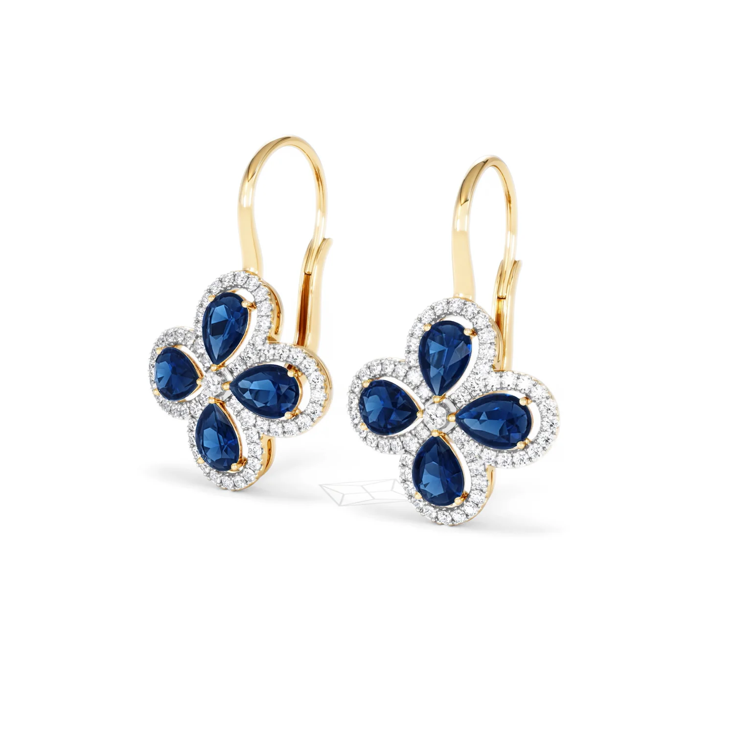 Bloom 4.75ct Lab Sapphire and Lab Diamond Earrings in 18K Yellow Gold - Image 82