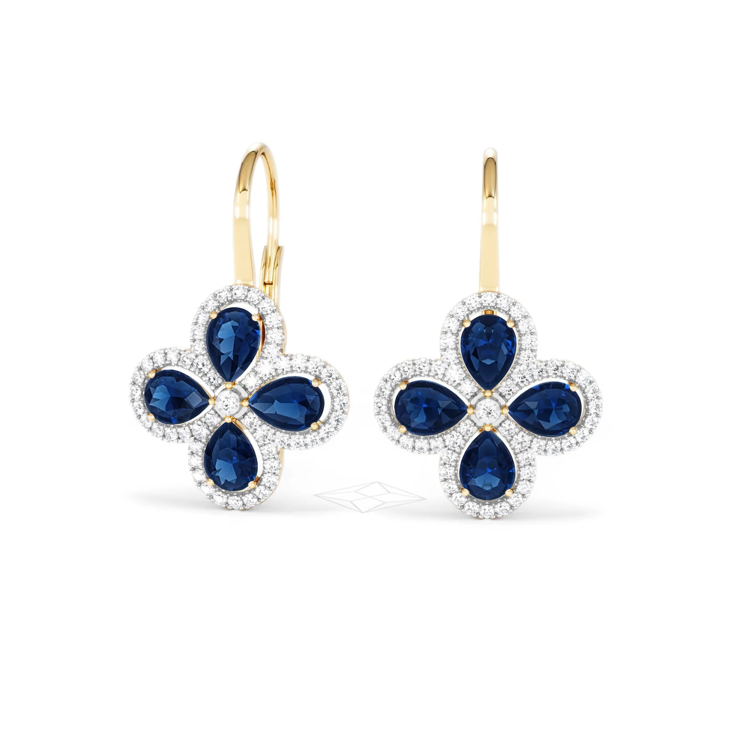 Bloom 4.75ct Lab Sapphire and Lab Diamond Earrings in 18K Yellow Gold - Image 87