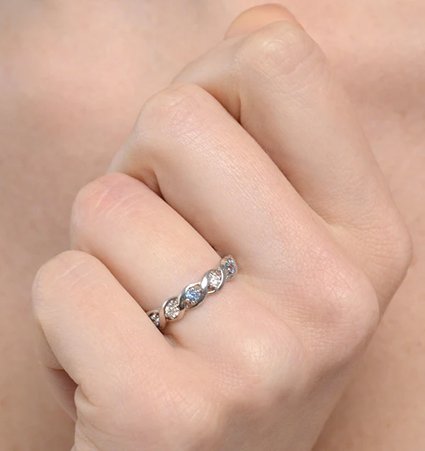 Blue Topaz 0.18CT And Diamond 925 Sterling Silver Ring - Image 2