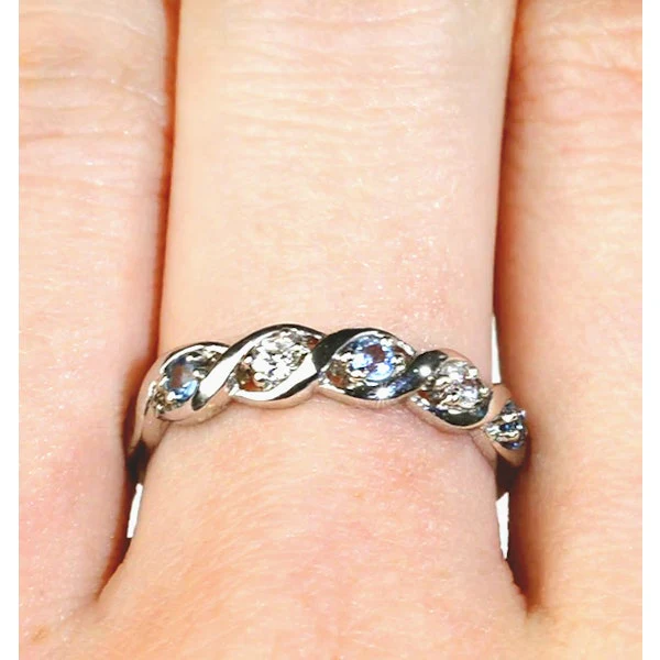 Blue Topaz 0.18CT And Diamond 925 Sterling Silver Ring - Image 3