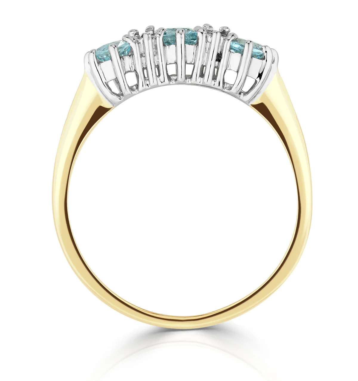 Blue Topaz 0.50CT And Diamond 9K Yellow Gold Ring - Image 4