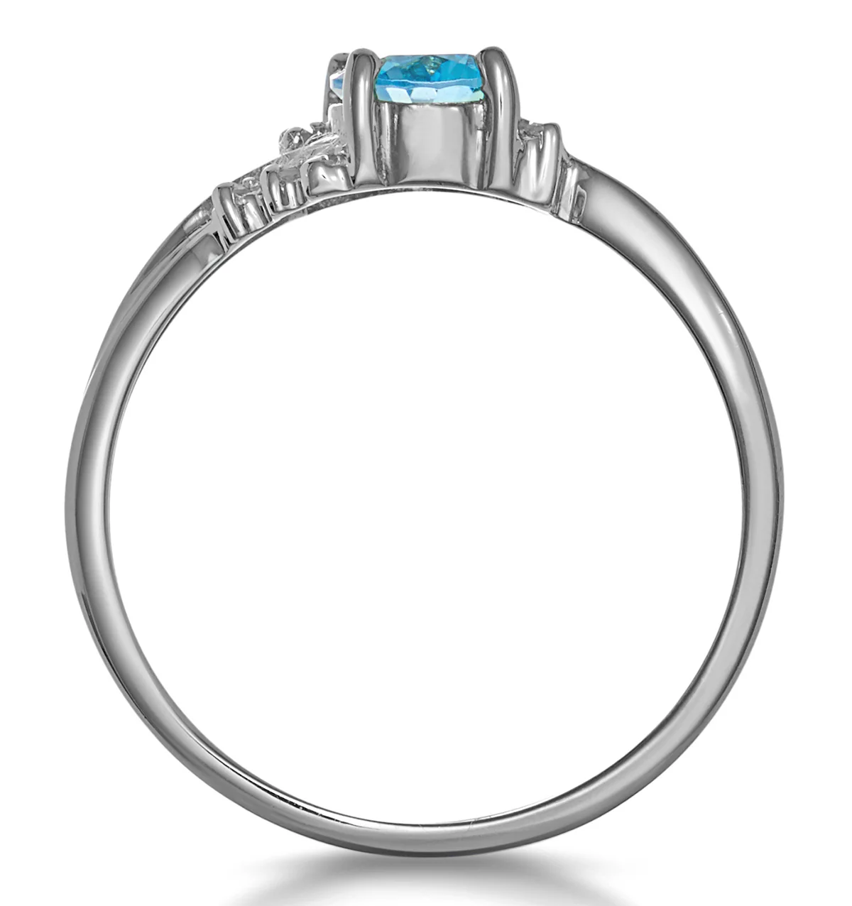 Blue Topaz 0.94CT And Diamond 9K White Gold Ring - Image 3