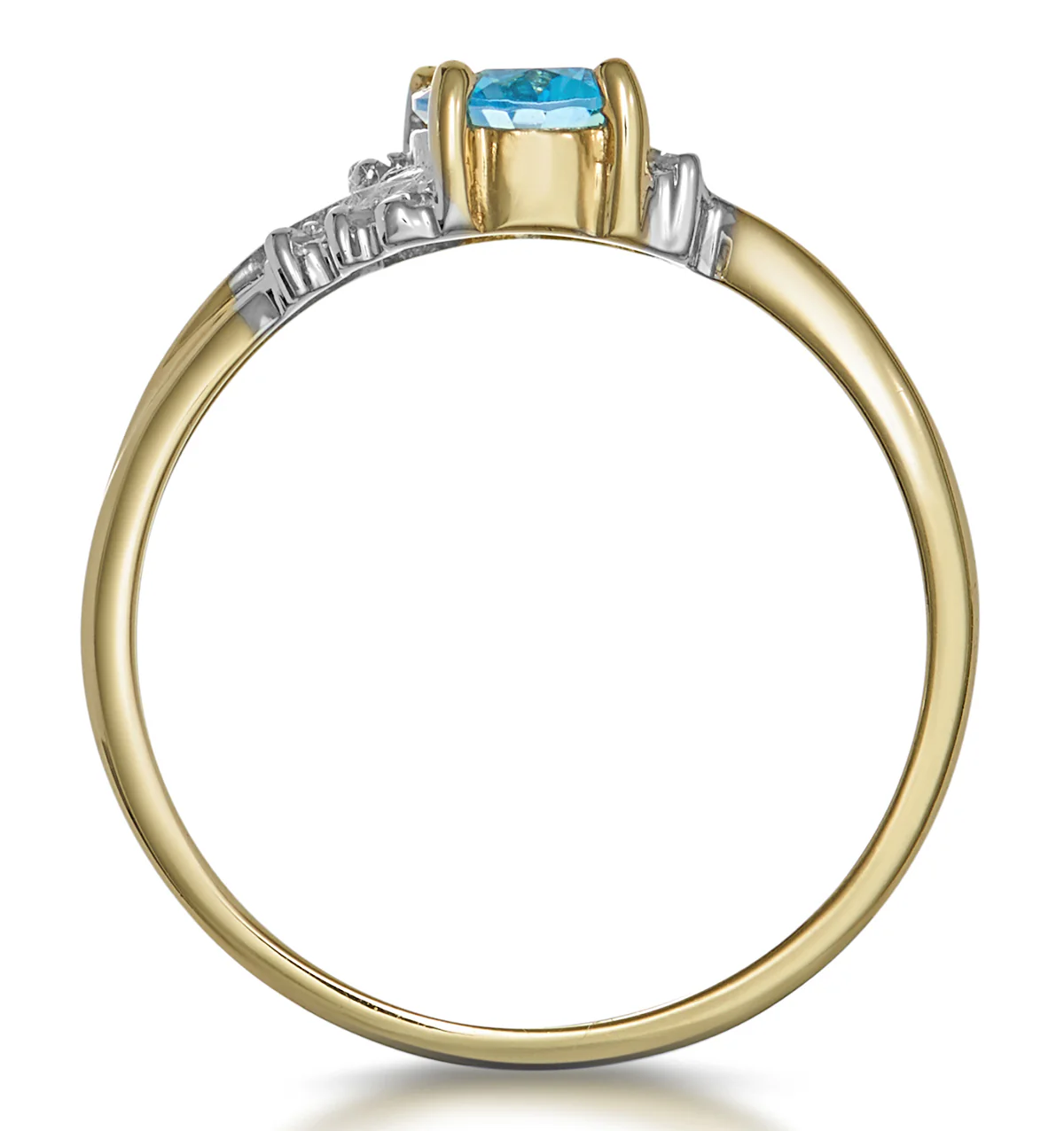 Blue Topaz 0.94CT And Diamond 9K Yellow Gold Ring - Image 3