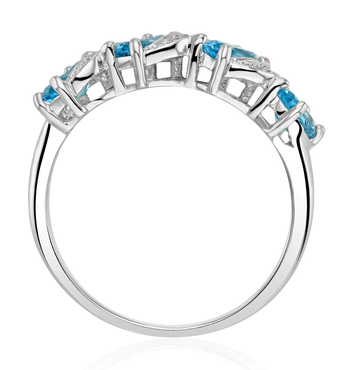 Blue Topaz 0.98CT And Diamond 9K White Gold Ring - Image 3