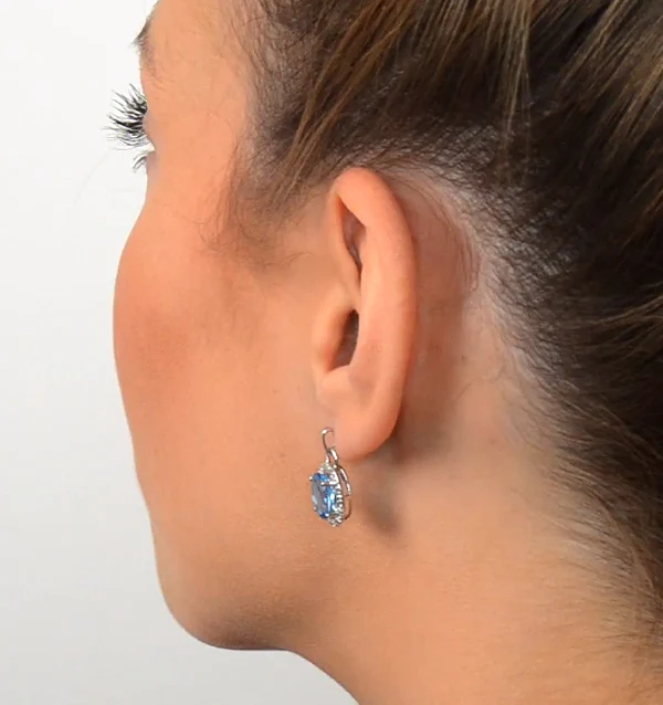 Blue Topaz 4.58CT And Diamond 9K White Gold Earrings - Image 3
