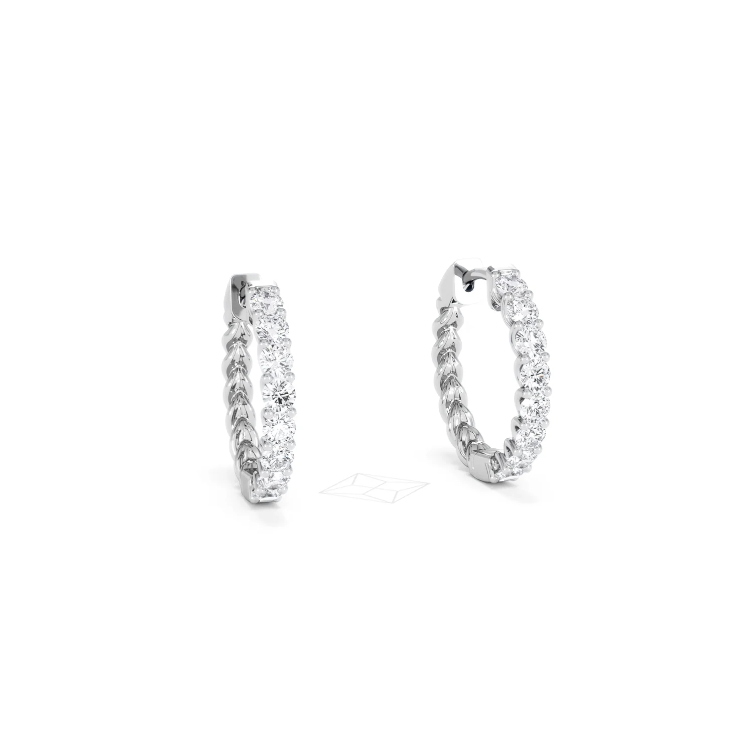Braided 1.00ct Round Cut Lab Diamond Hoop Earrings in 9K White Gold - Image 13