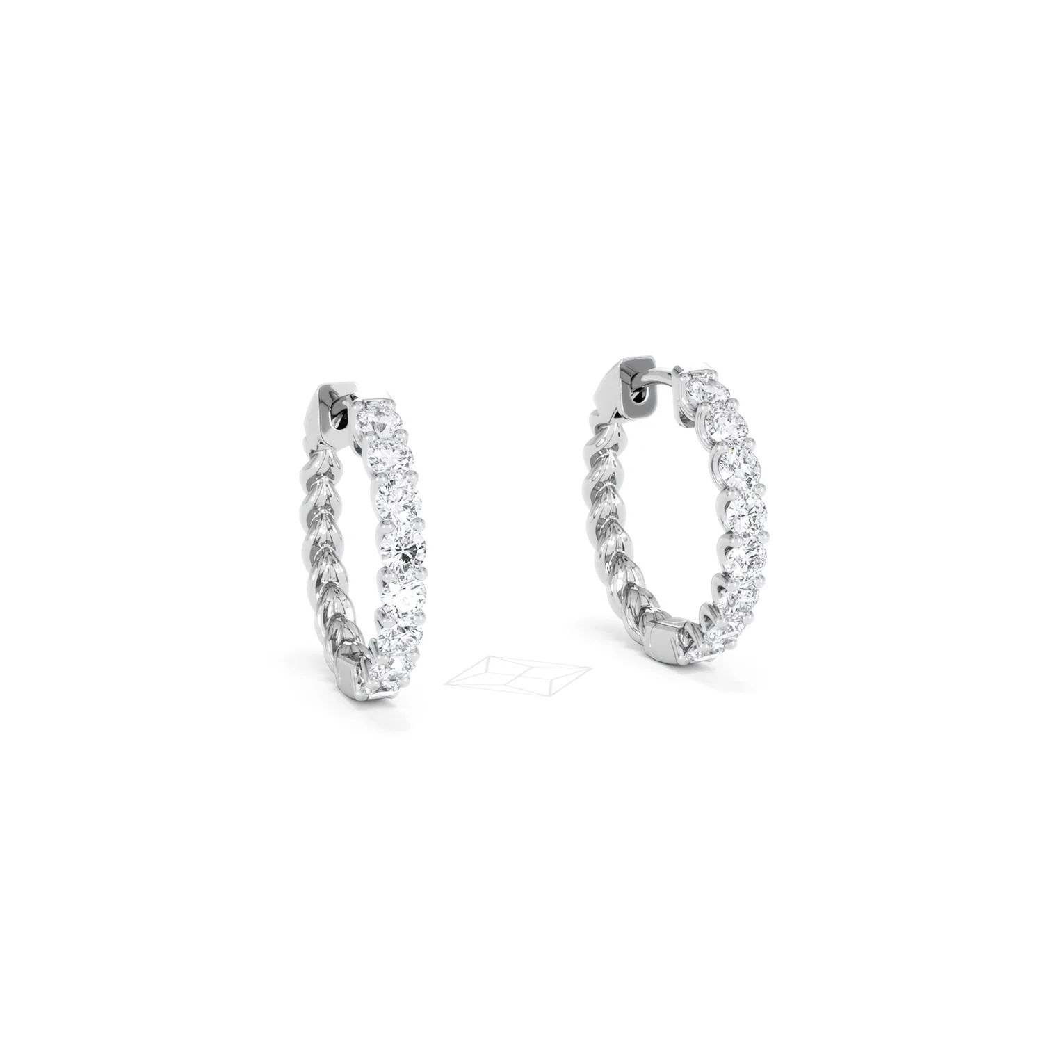 Braided 1.00ct Round Cut Lab Diamond Hoop Earrings in 9K White Gold - Image 14