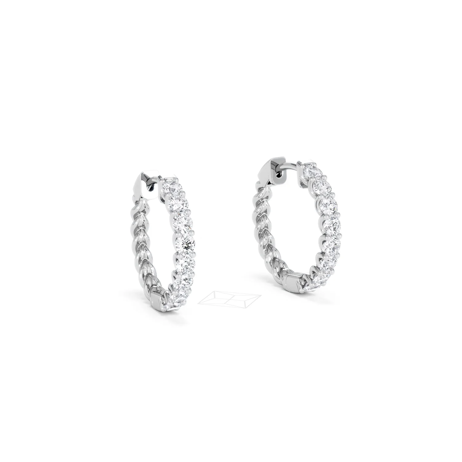 Braided 1.00ct Round Cut Lab Diamond Hoop Earrings in 9K White Gold - Image 15