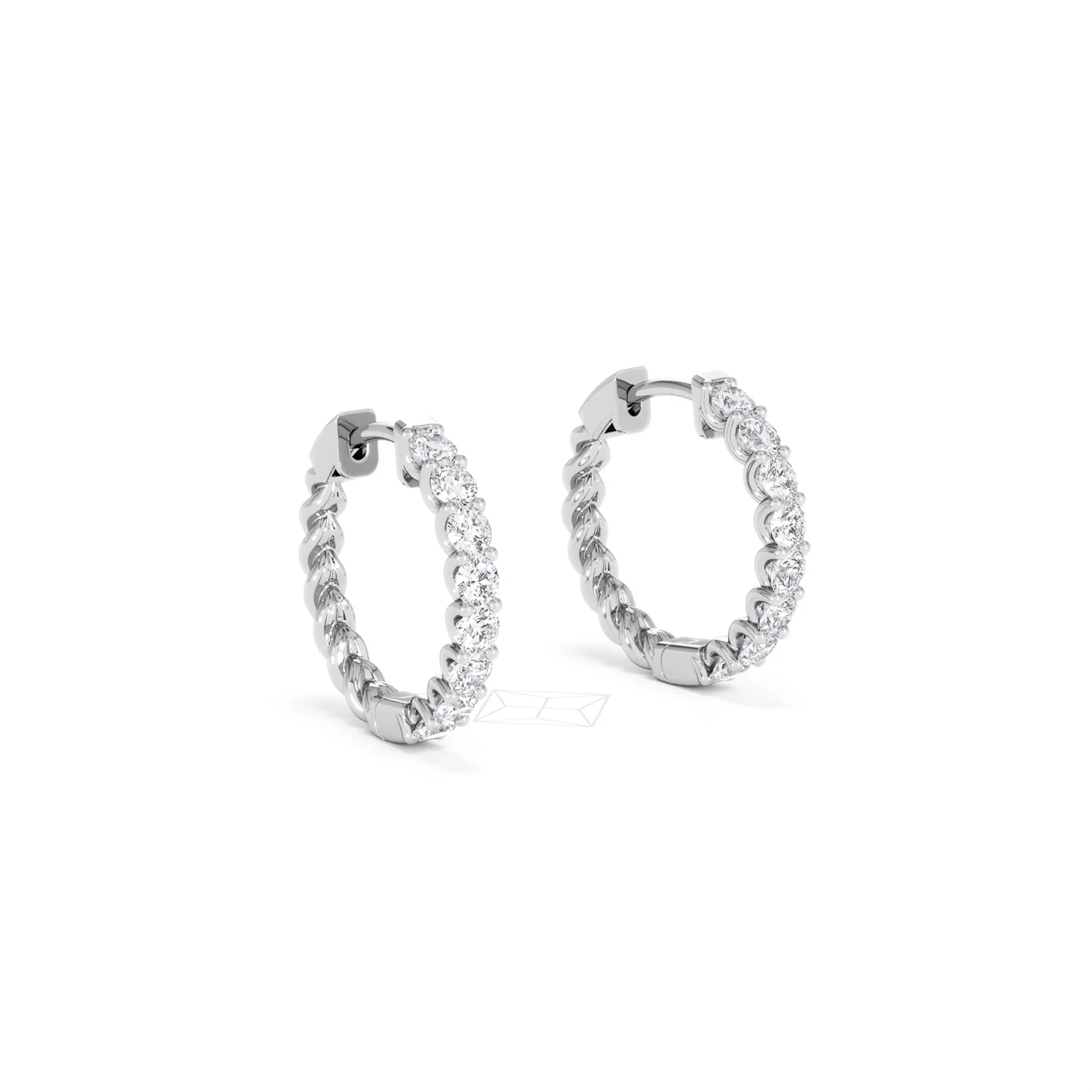 Braided 1.00ct Round Cut Lab Diamond Hoop Earrings in 9K White Gold - Image 17