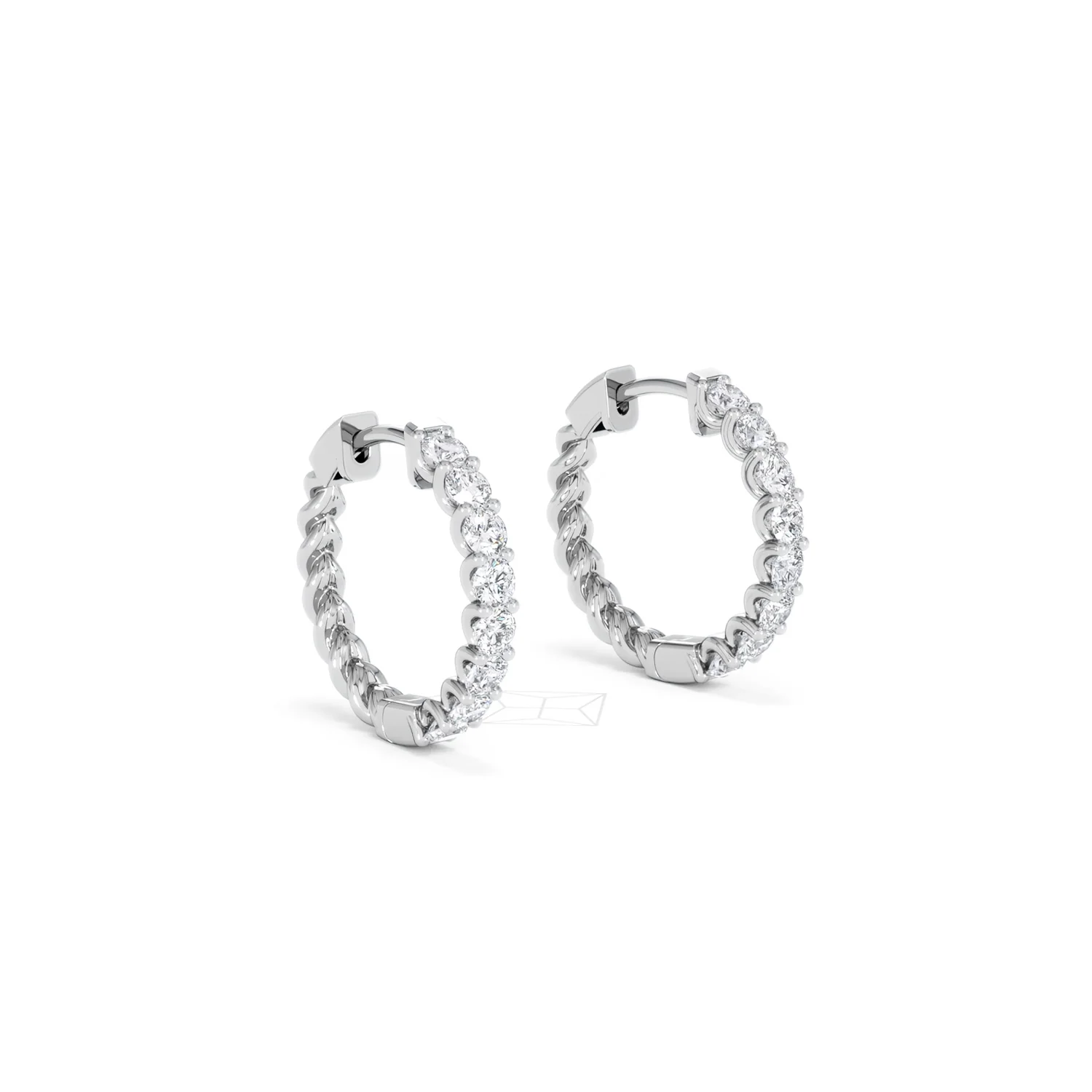 Braided 1.00ct Round Cut Lab Diamond Hoop Earrings in 9K White Gold - Image 18