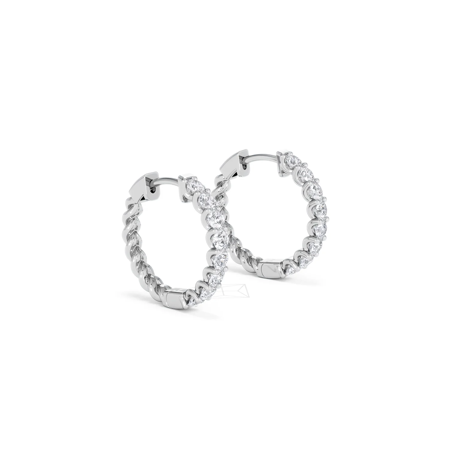 Braided 1.00ct Round Cut Lab Diamond Hoop Earrings in 9K White Gold - Image 20