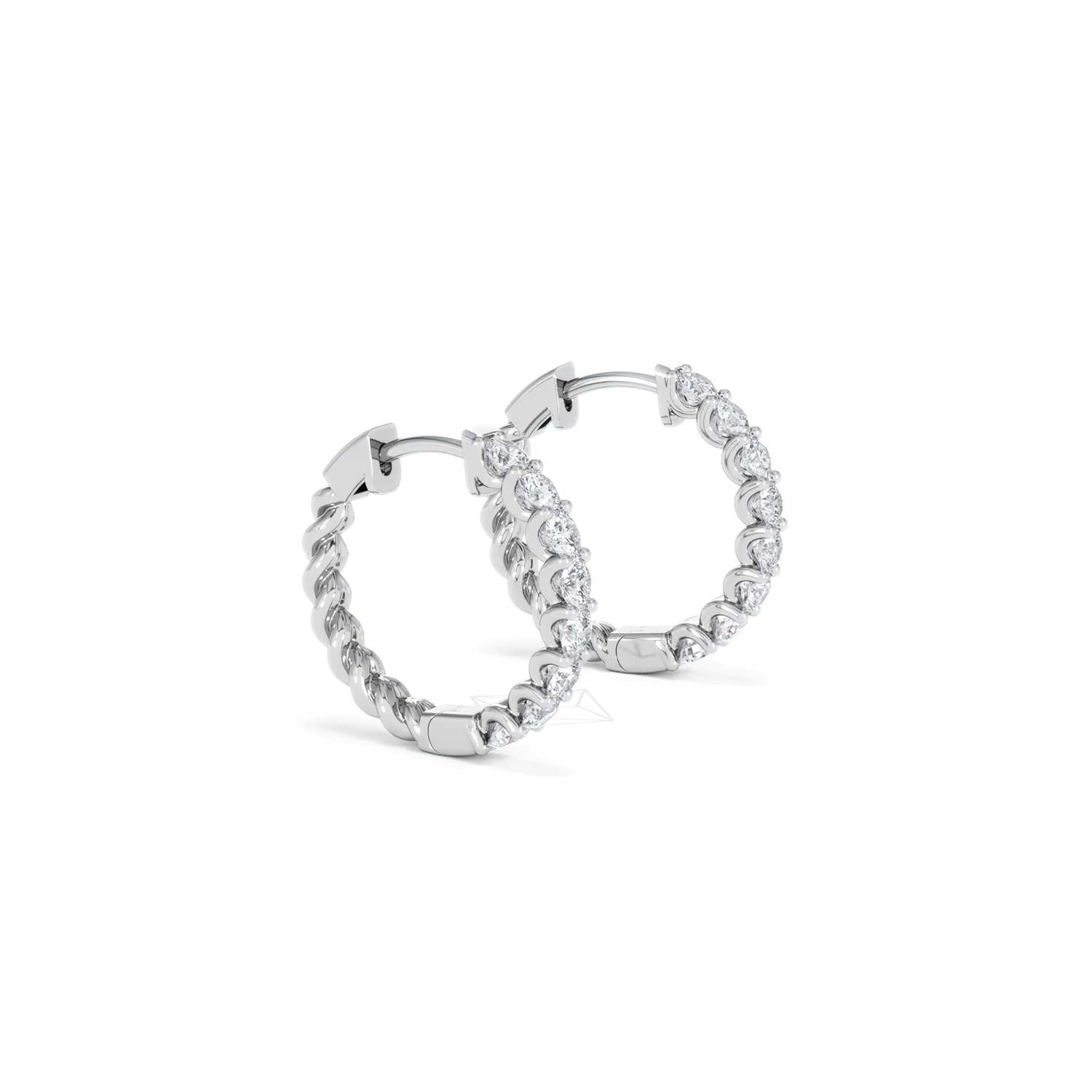 Braided 1.00ct Round Cut Lab Diamond Hoop Earrings in 9K White Gold - Image 22