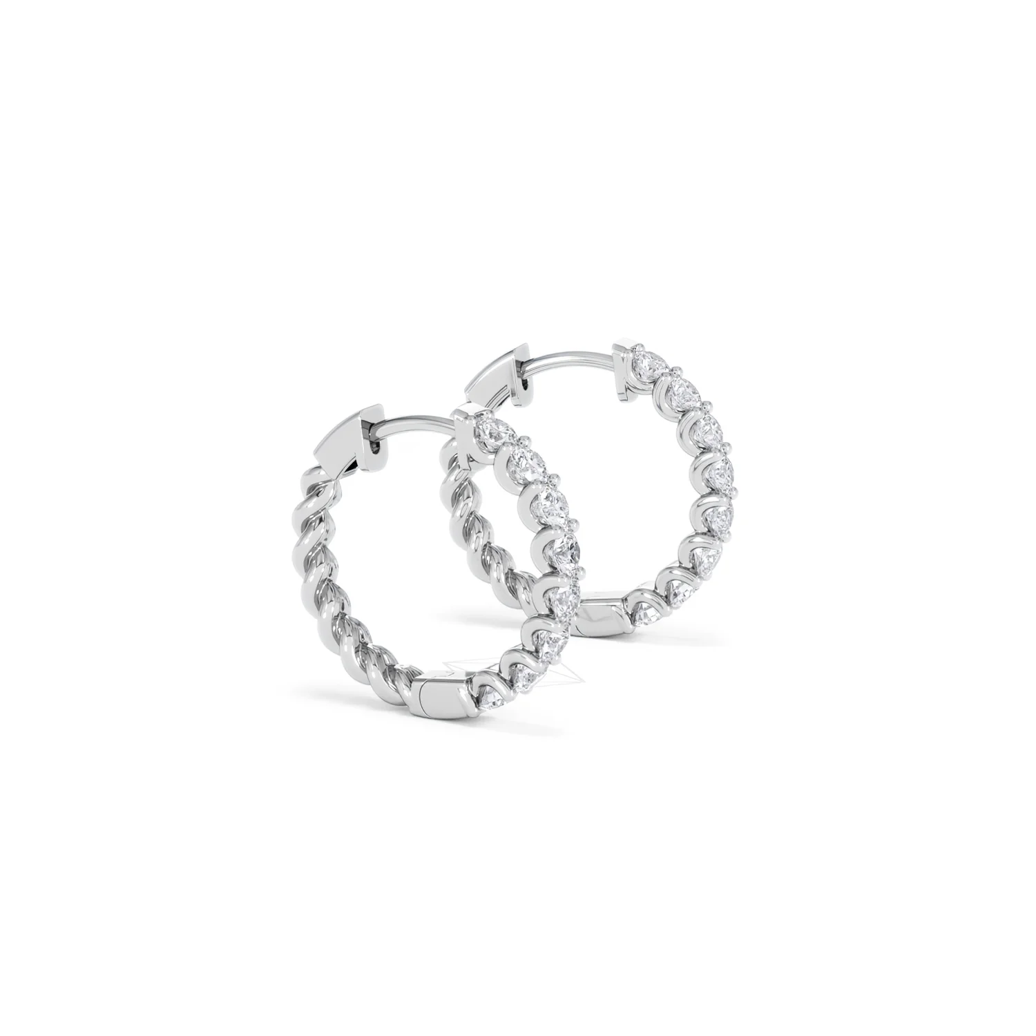 Braided 1.00ct Round Cut Lab Diamond Hoop Earrings in 9K White Gold - Image 23