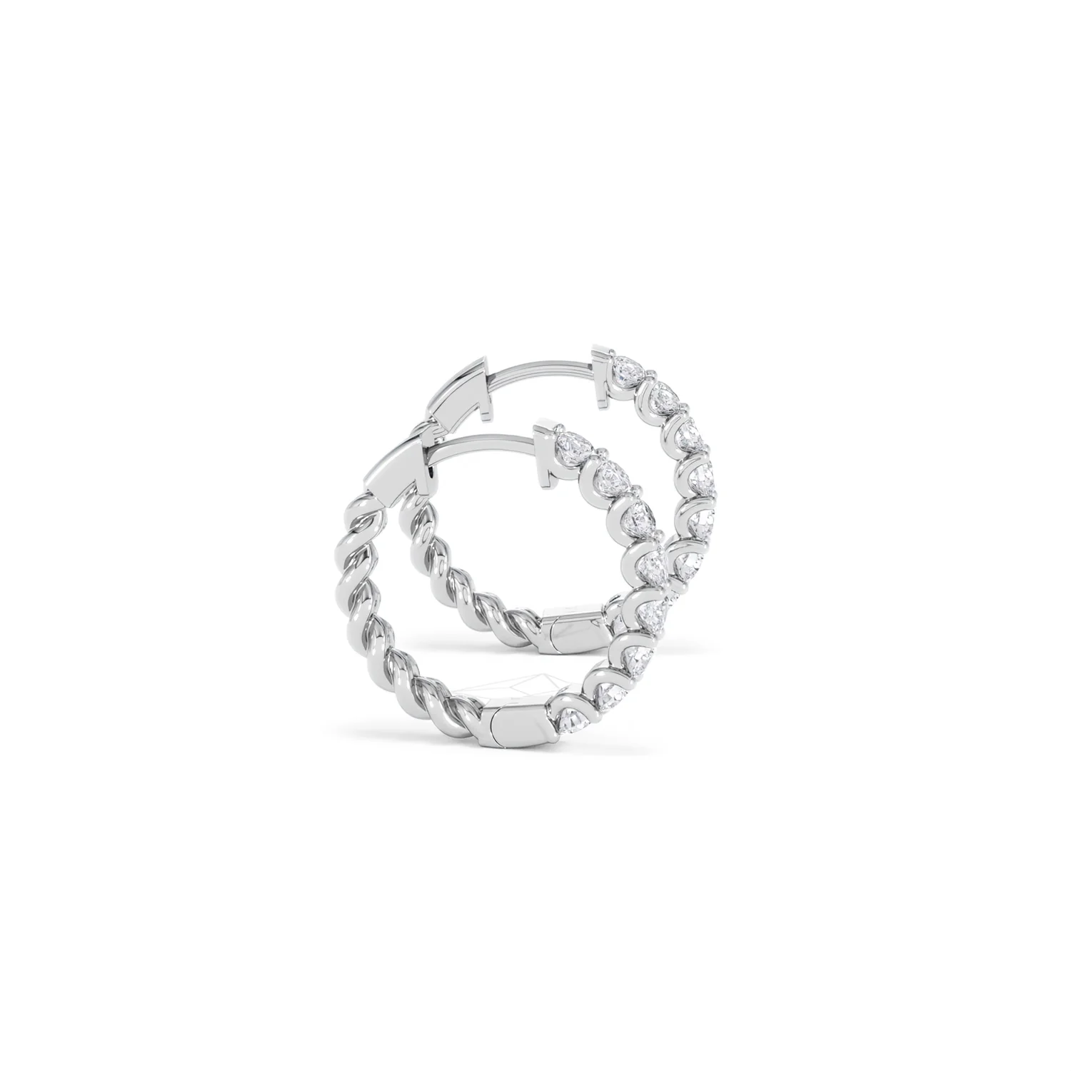 Braided 1.00ct Round Cut Lab Diamond Hoop Earrings in 9K White Gold - Image 27