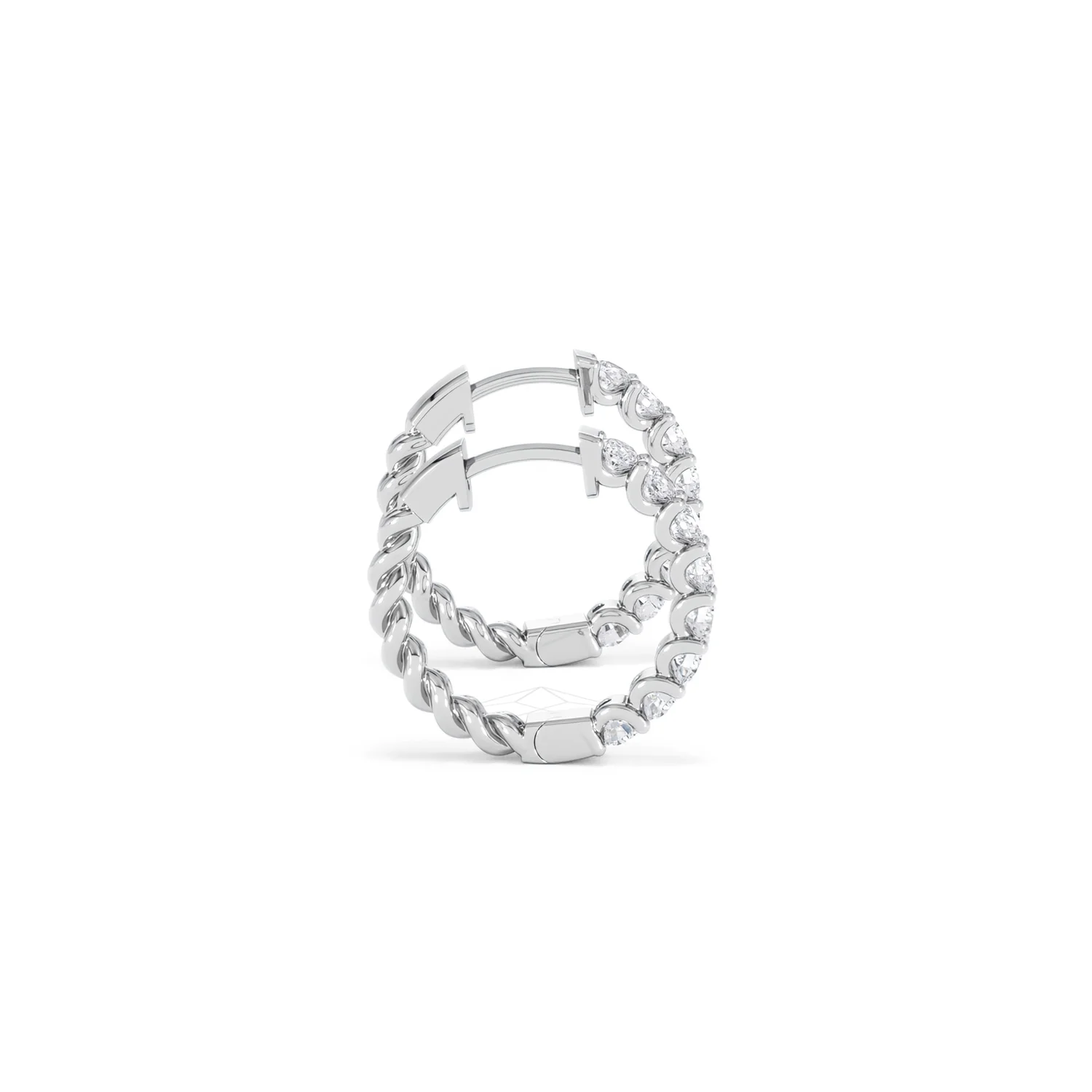 Braided 1.00ct Round Cut Lab Diamond Hoop Earrings in 9K White Gold - Image 29