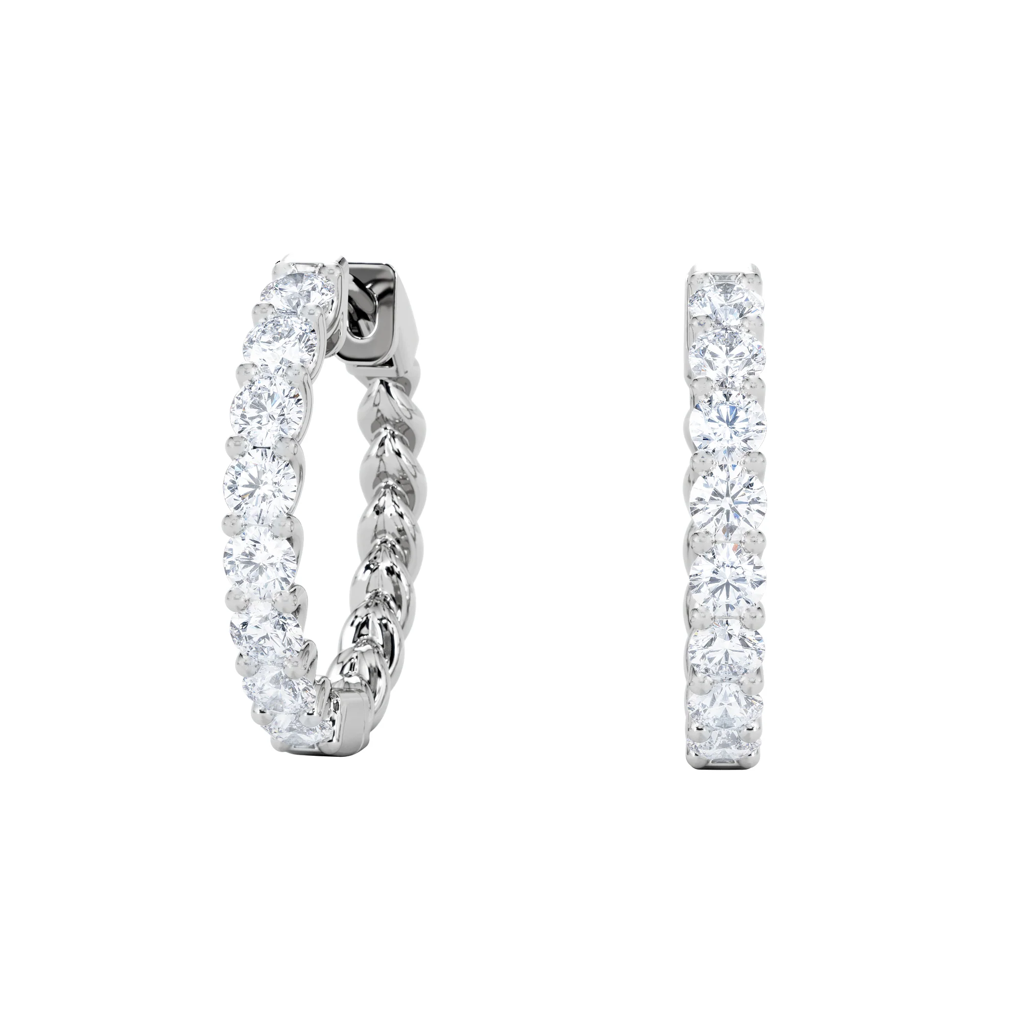 Braided 1.00ct Round Cut Lab Diamond Hoop Earrings in 9K White Gold - Image 3
