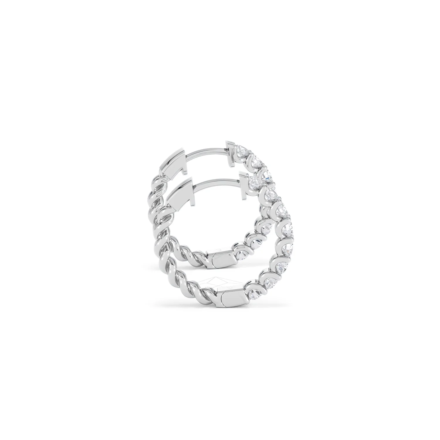 Braided 1.00ct Round Cut Lab Diamond Hoop Earrings in 9K White Gold - Image 30