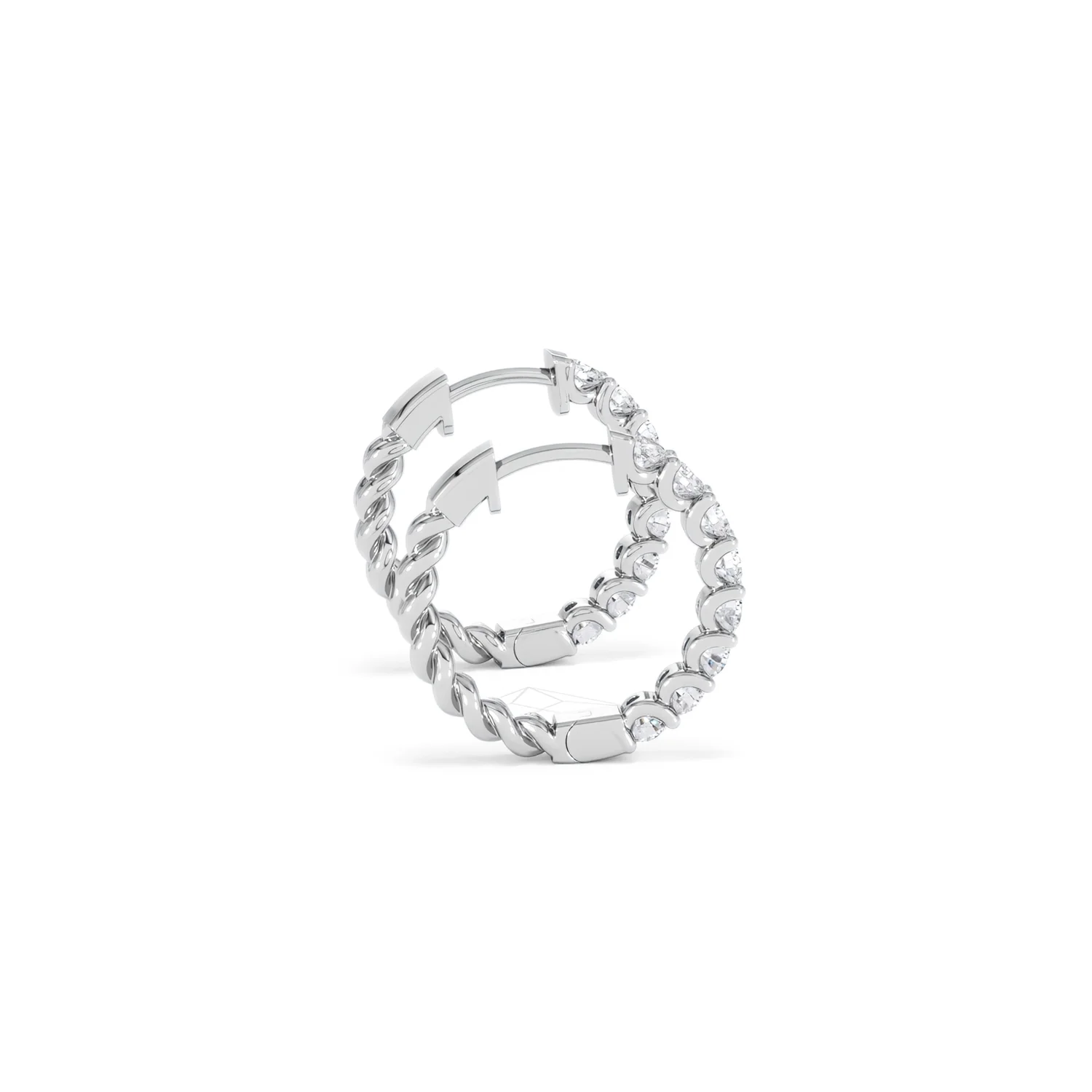 Braided 1.00ct Round Cut Lab Diamond Hoop Earrings in 9K White Gold - Image 31