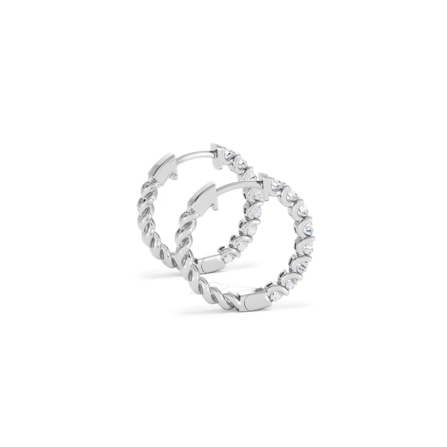 Braided 1.00ct Round Cut Lab Diamond Hoop Earrings in 9K White Gold - Image 33