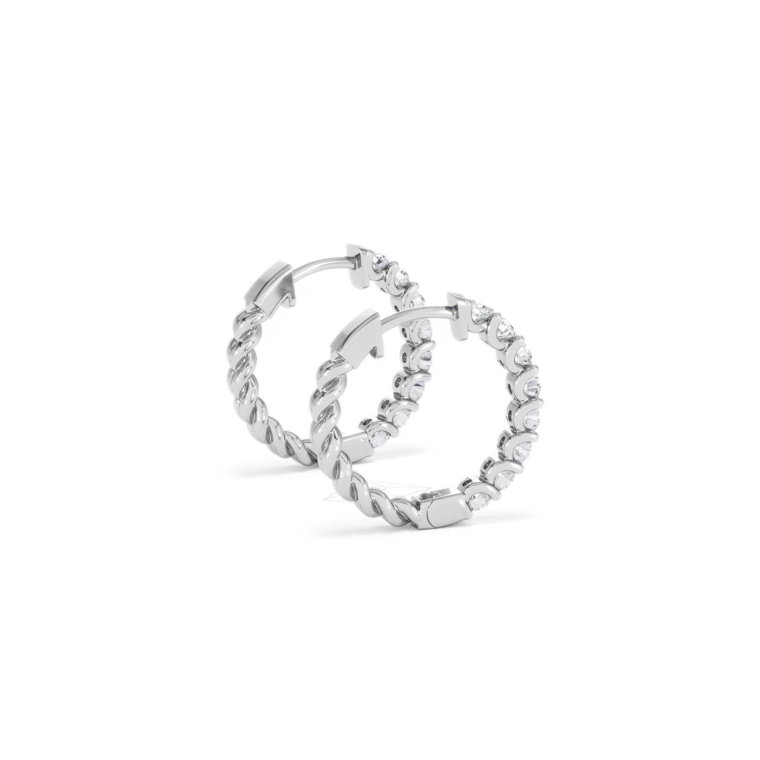 Braided 1.00ct Round Cut Lab Diamond Hoop Earrings in 9K White Gold - Image 34