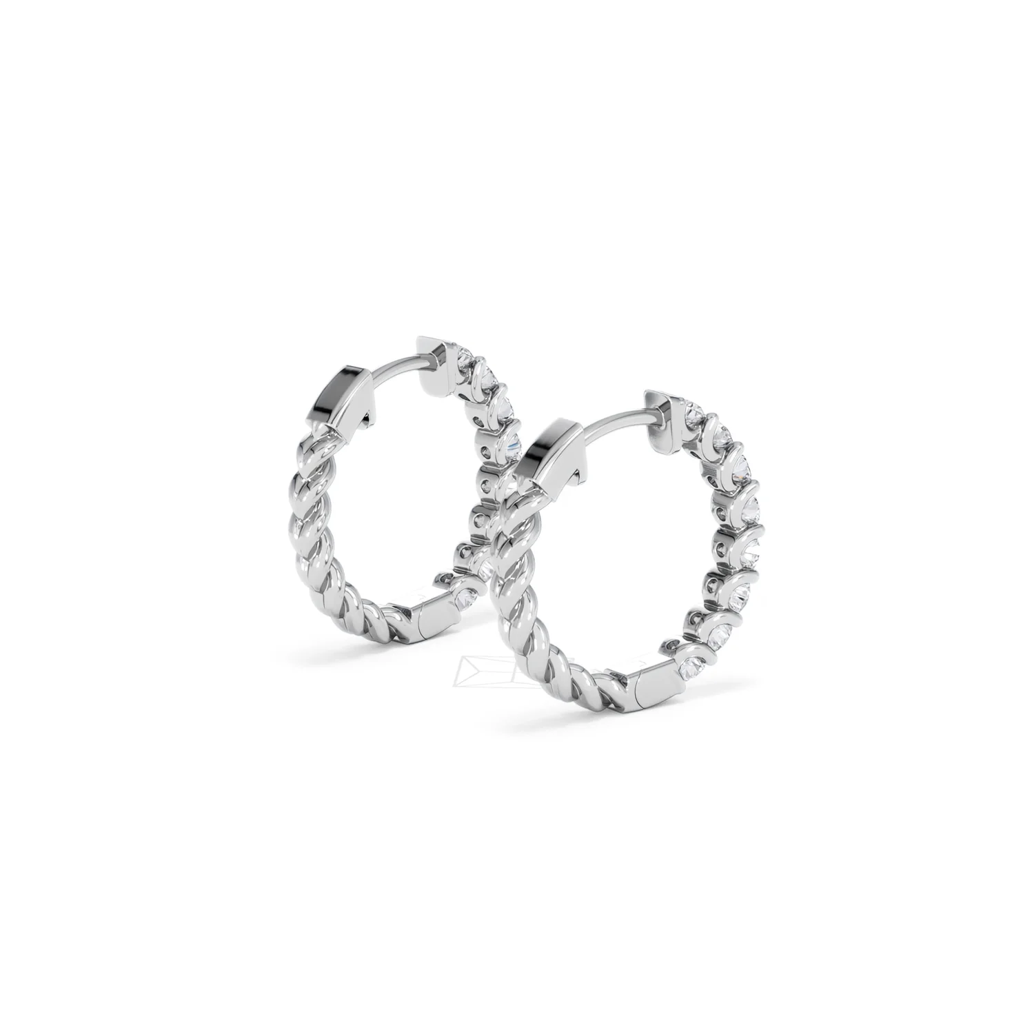 Braided 1.00ct Round Cut Lab Diamond Hoop Earrings in 9K White Gold - Image 38