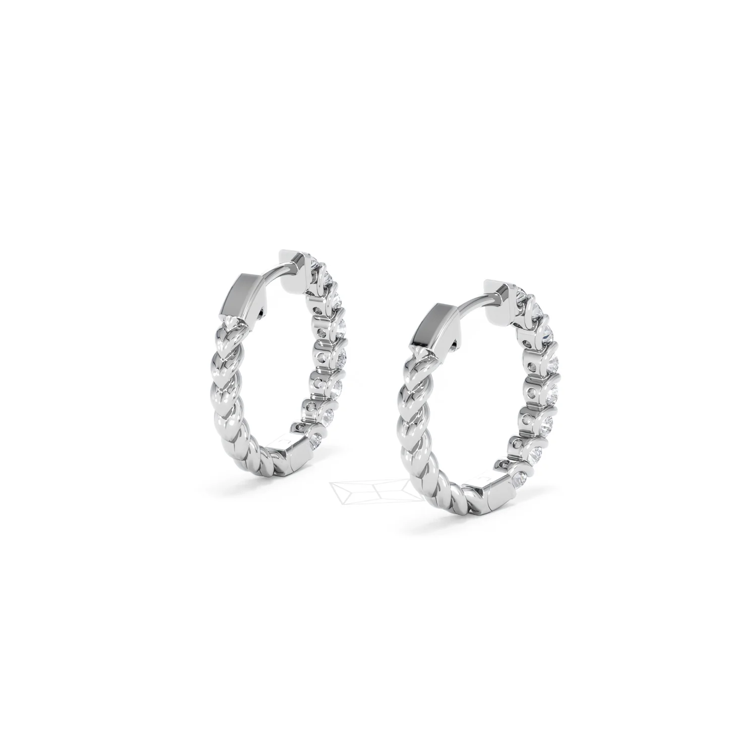 Braided 1.00ct Round Cut Lab Diamond Hoop Earrings in 9K White Gold - Image 41