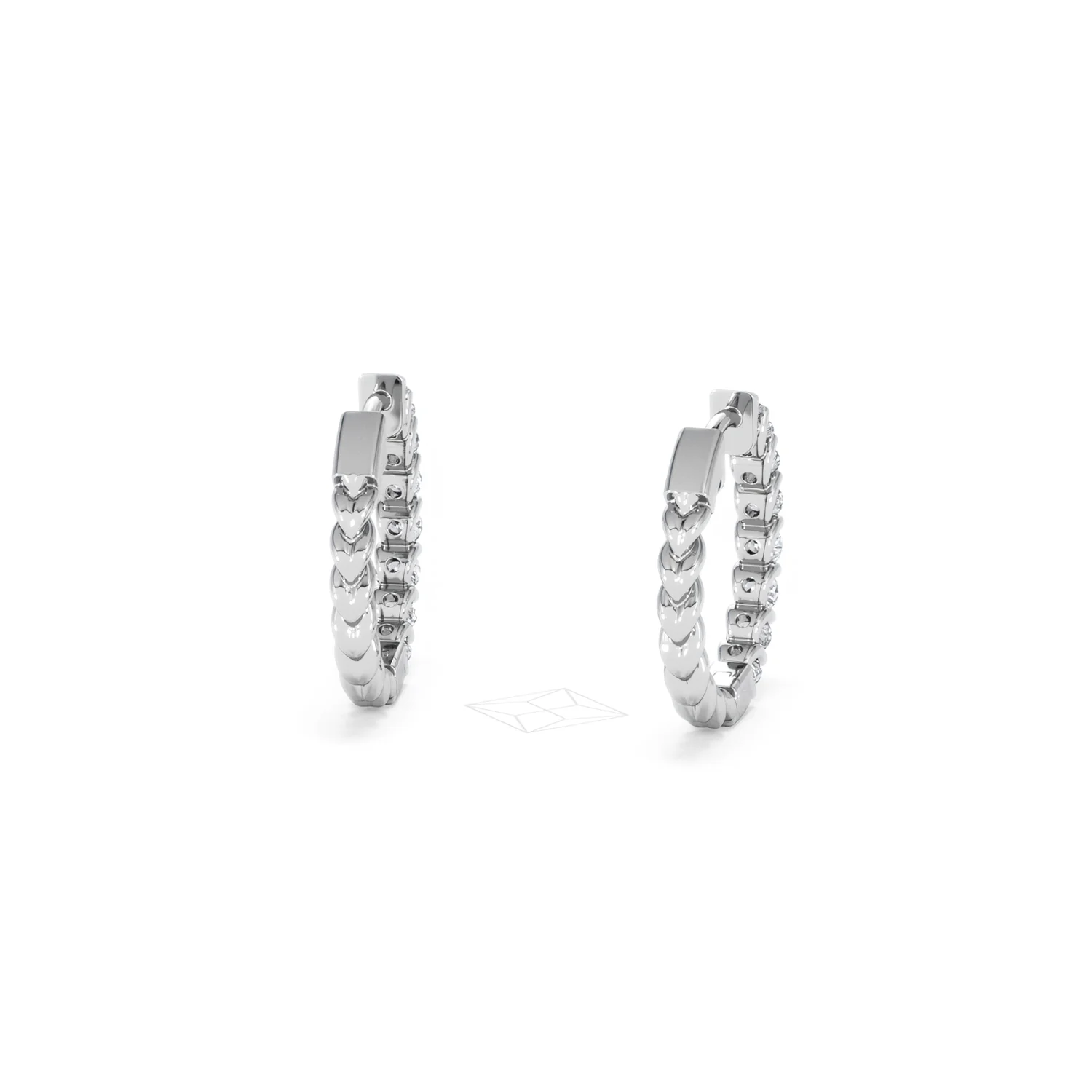 Braided 1.00ct Round Cut Lab Diamond Hoop Earrings in 9K White Gold - Image 46