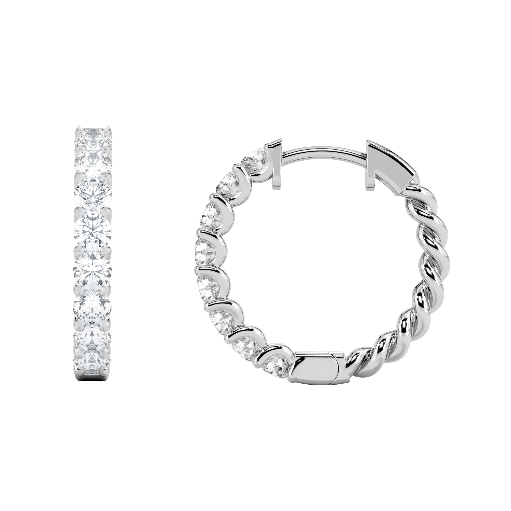 Braided 1.00ct Round Cut Lab Diamond Hoop Earrings in 9K White Gold - Image 5
