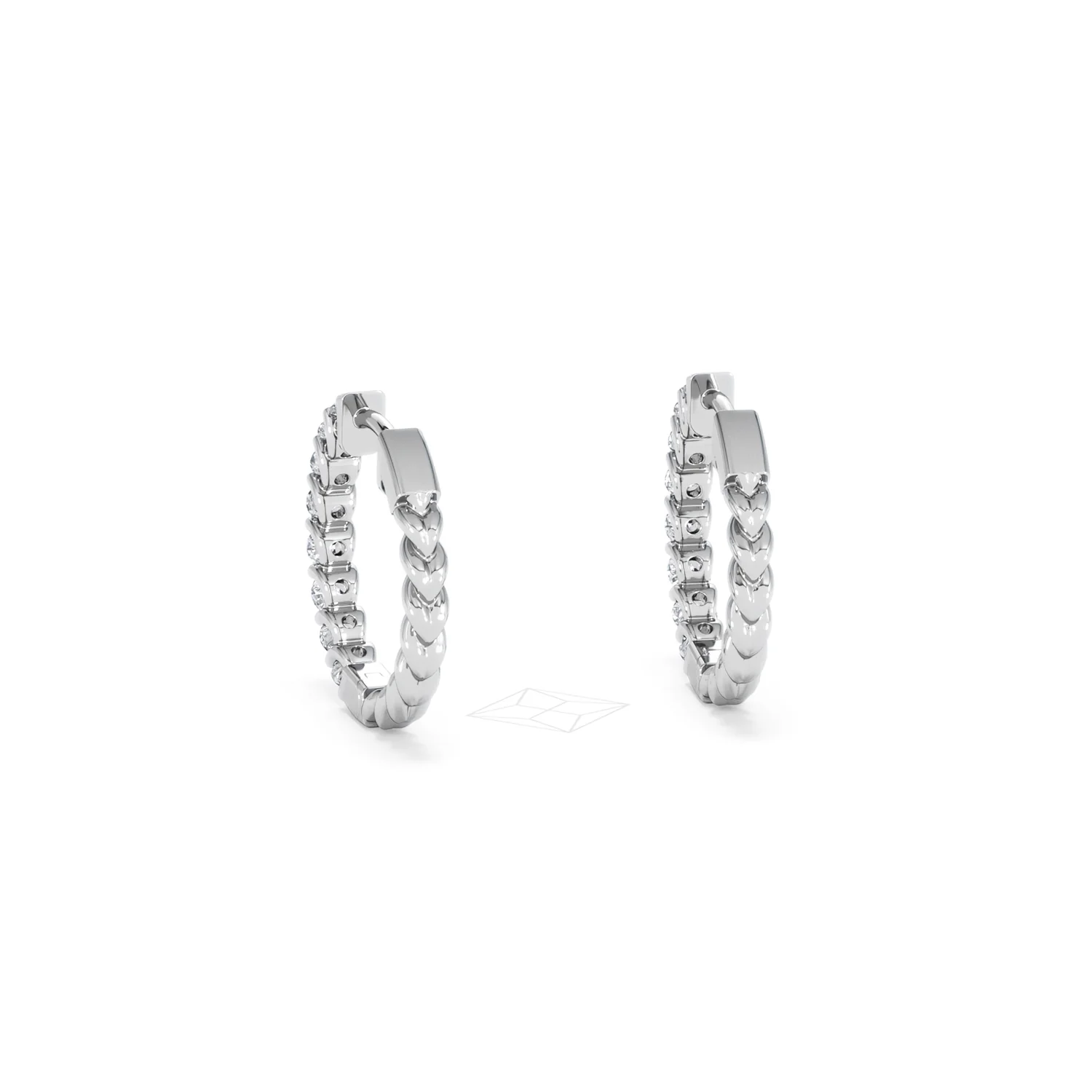Braided 1.00ct Round Cut Lab Diamond Hoop Earrings in 9K White Gold - Image 52