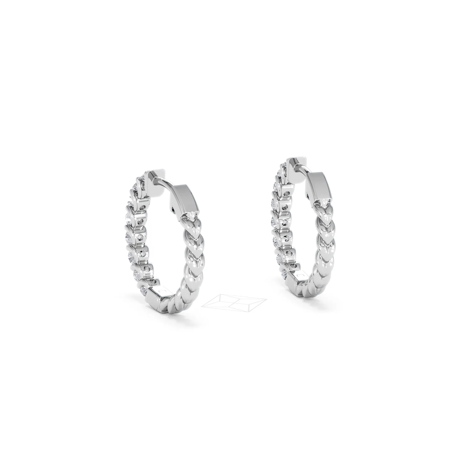 Braided 1.00ct Round Cut Lab Diamond Hoop Earrings in 9K White Gold - Image 54
