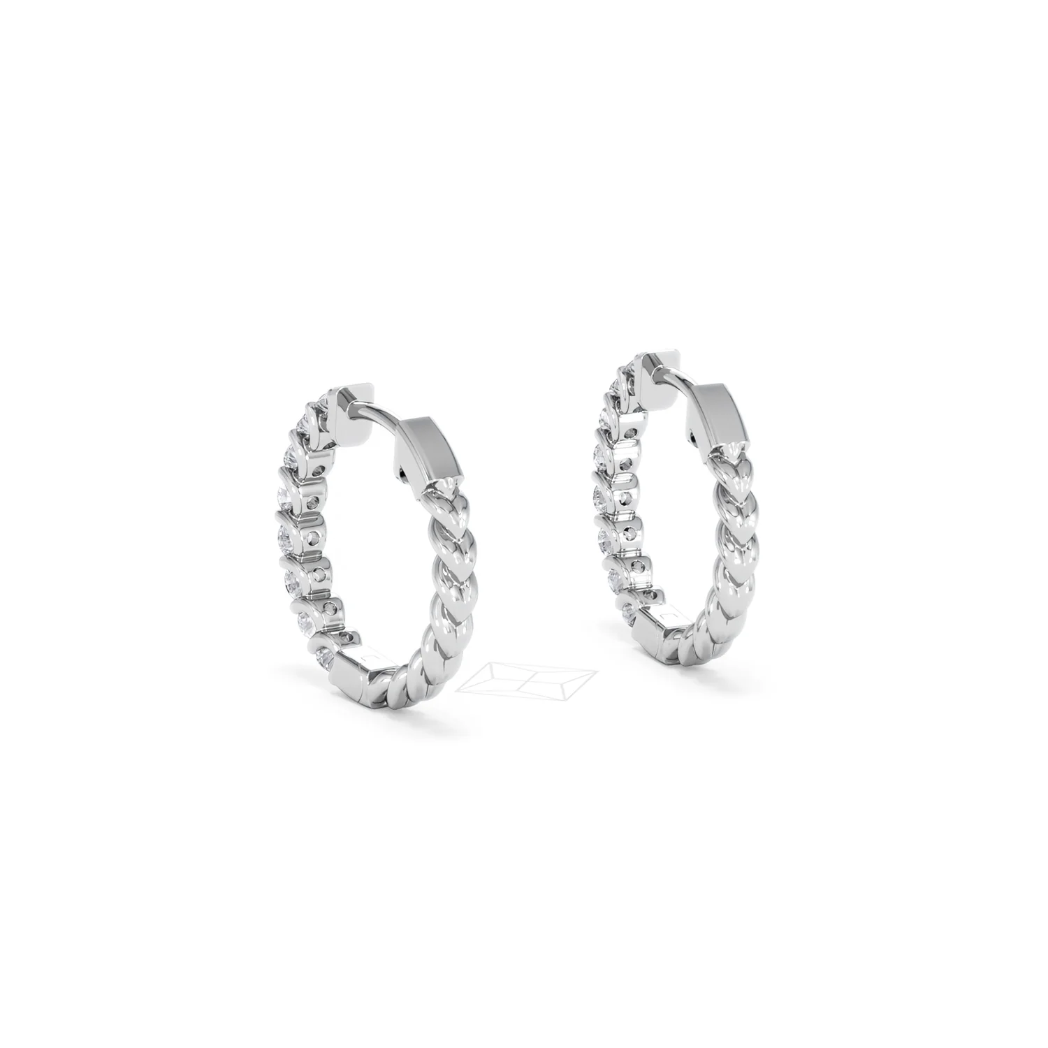 Braided 1.00ct Round Cut Lab Diamond Hoop Earrings in 9K White Gold - Image 55