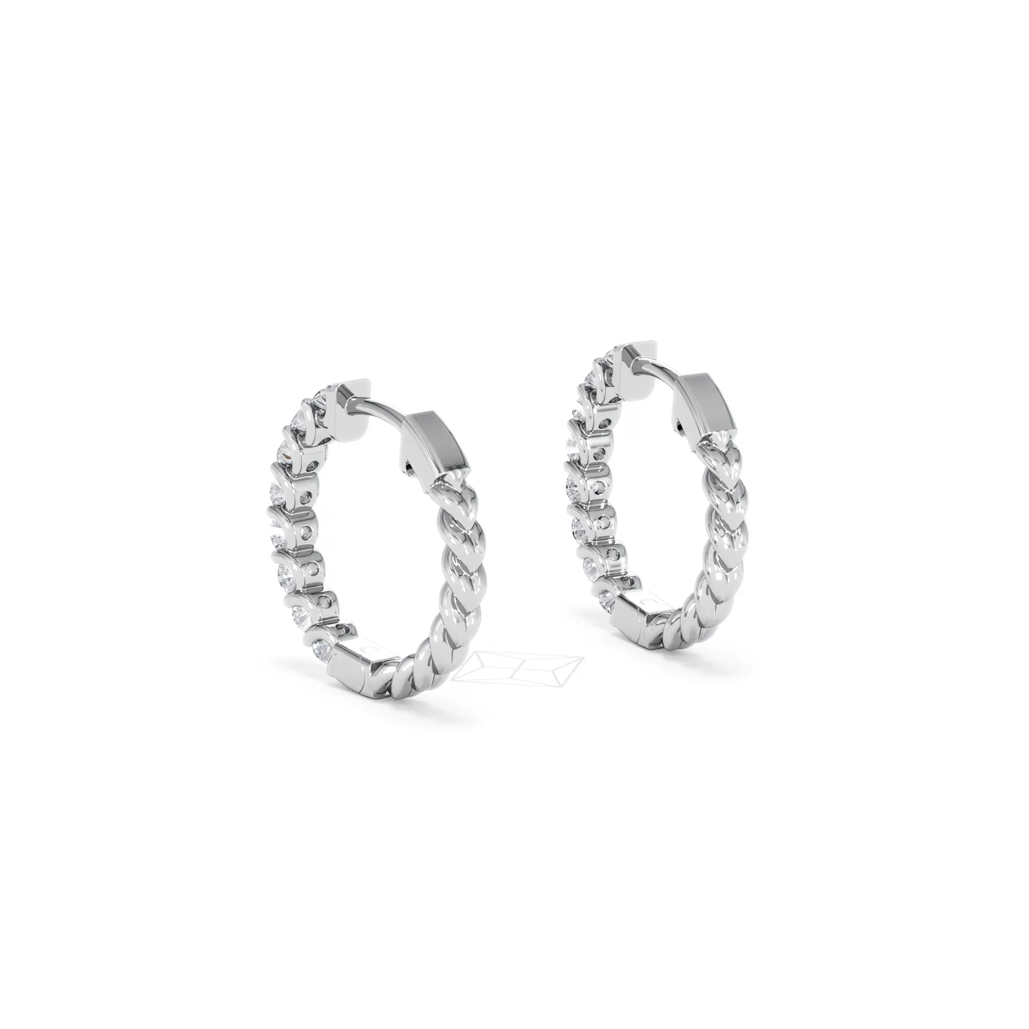 Braided 1.00ct Round Cut Lab Diamond Hoop Earrings in 9K White Gold - Image 56