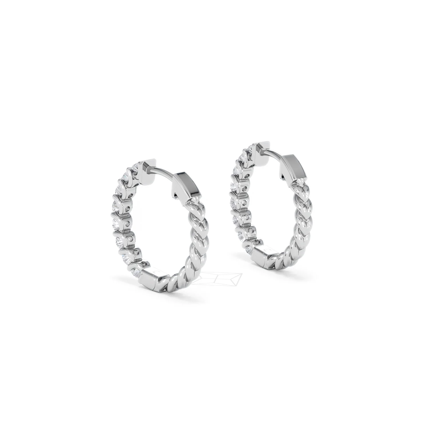 Braided 1.00ct Round Cut Lab Diamond Hoop Earrings in 9K White Gold - Image 57