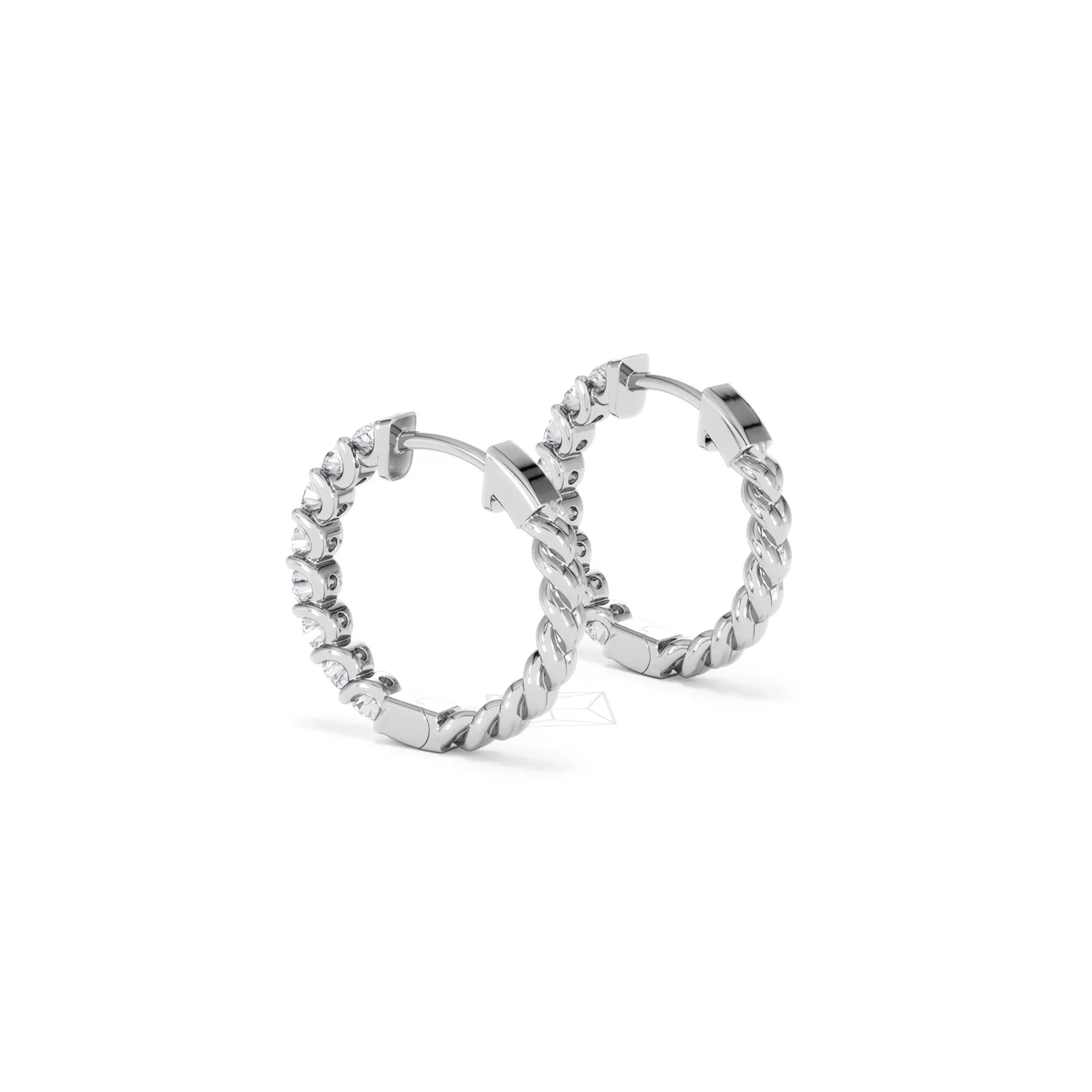 Braided 1.00ct Round Cut Lab Diamond Hoop Earrings in 9K White Gold - Image 60