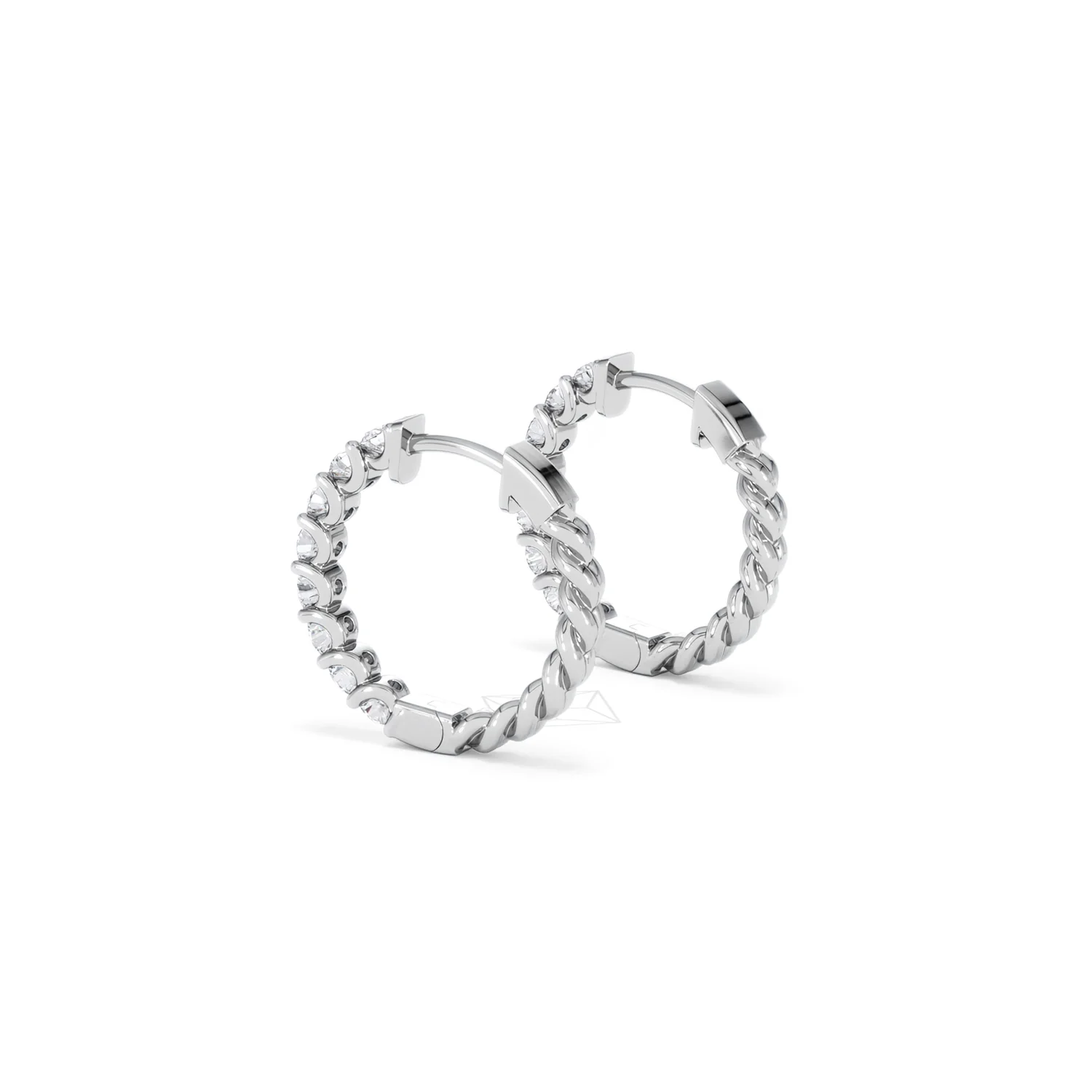 Braided 1.00ct Round Cut Lab Diamond Hoop Earrings in 9K White Gold - Image 61